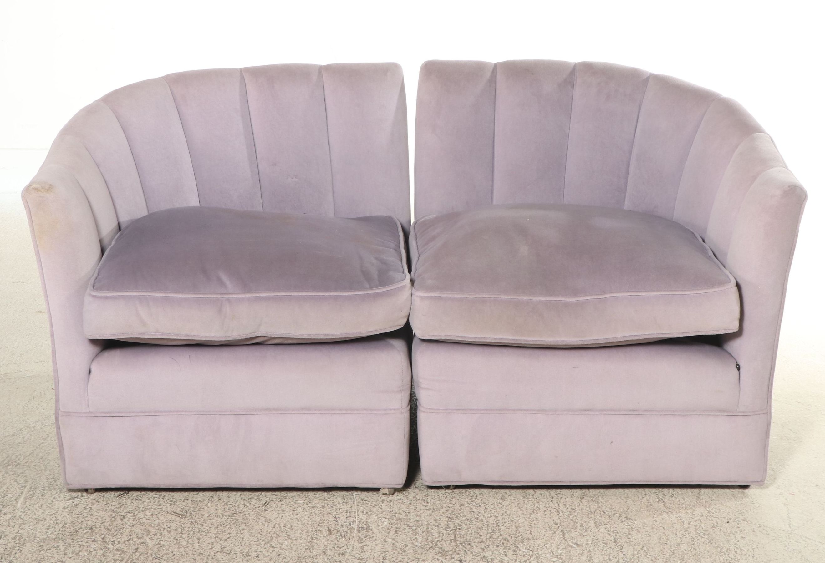 Pair of Ralph Lauren Art Deco Style Upholstered Channel Back Chairs