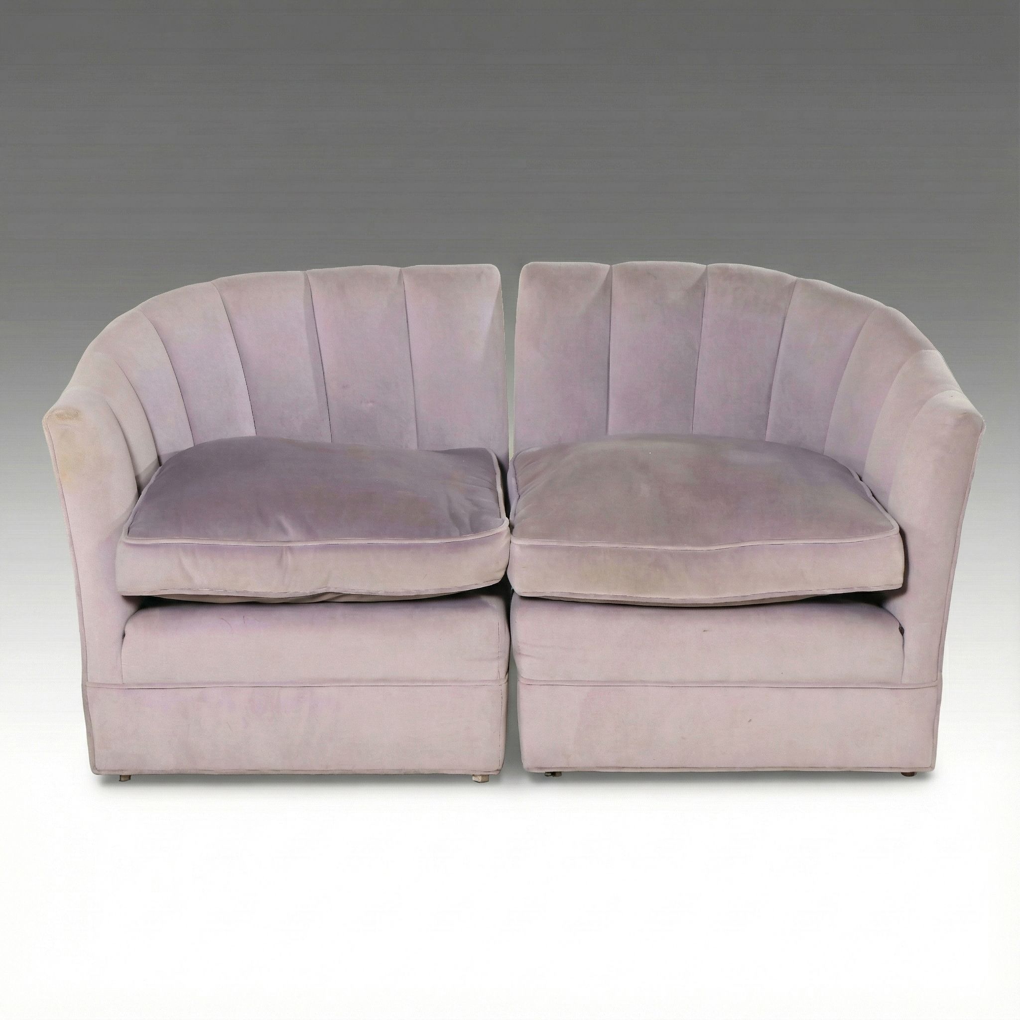 Pair of Ralph Lauren Art Deco Style Upholstered Channel Back Chairs