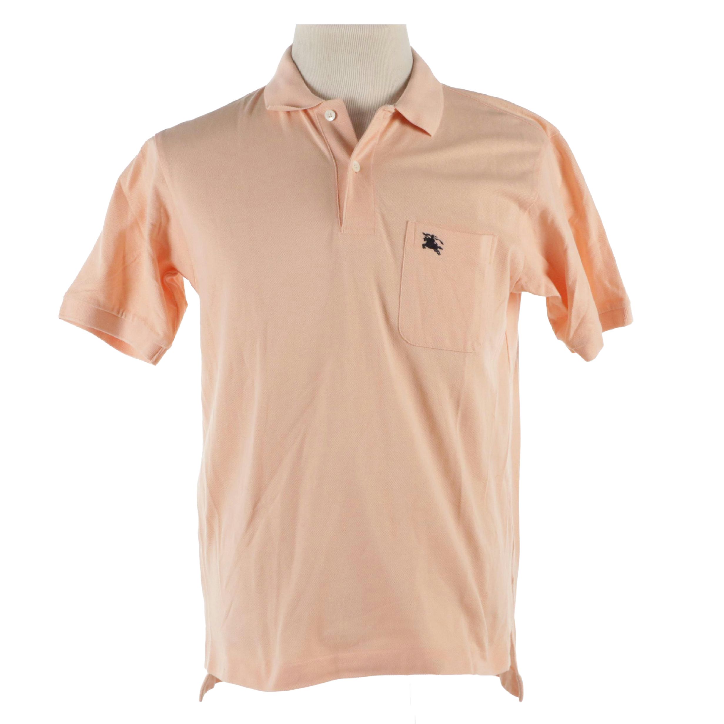 Men's Burberrys Polo Shirt in Peach with Embroidered Logo