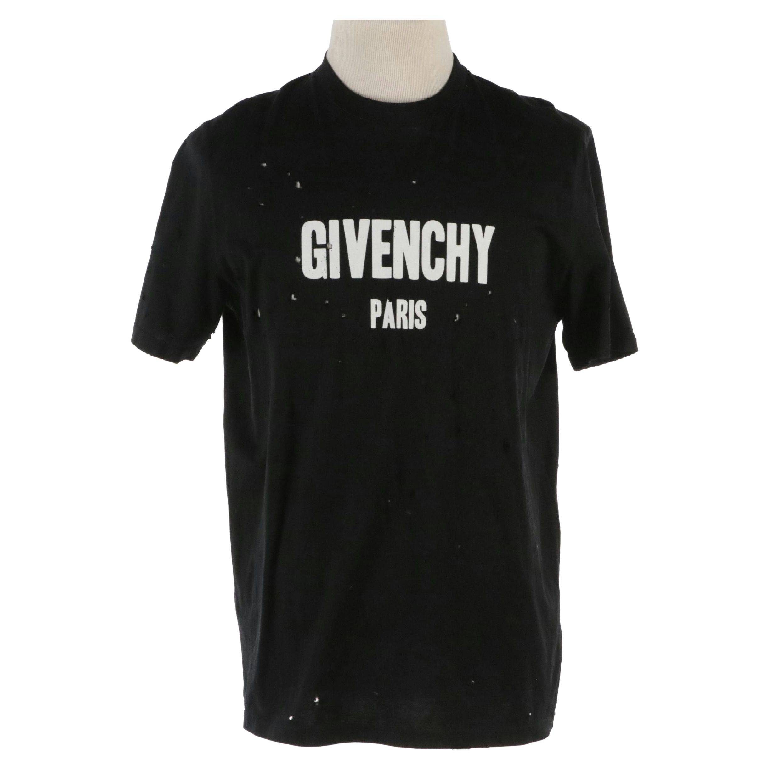 Givenchy Paris Distressed T-Shirt with Holes Throughout