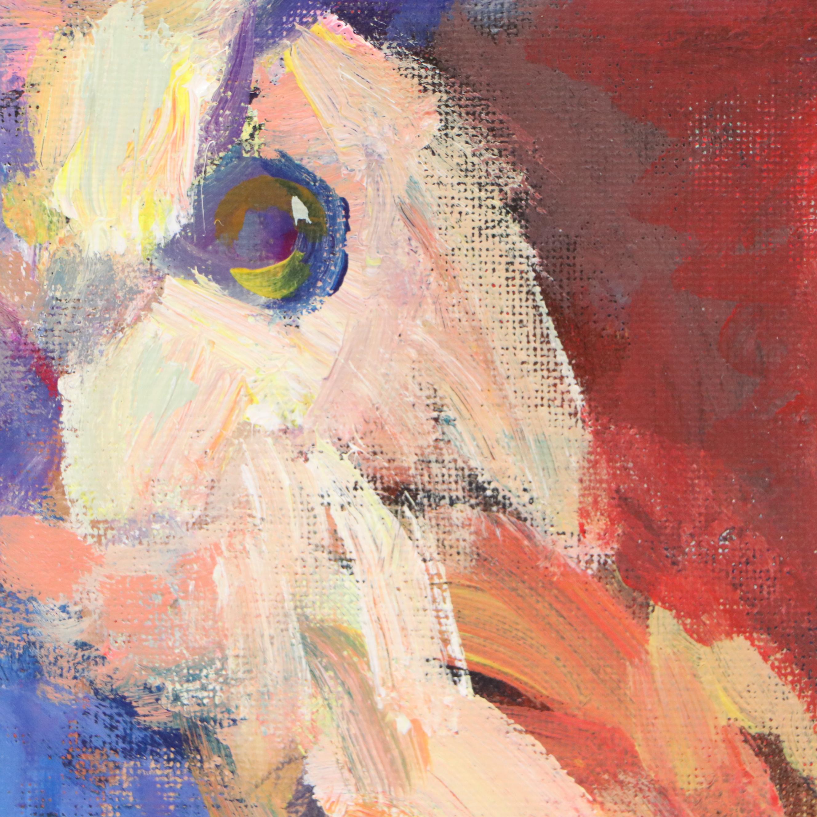 Elle Raines Stylized Acrylic Painting "Owl"