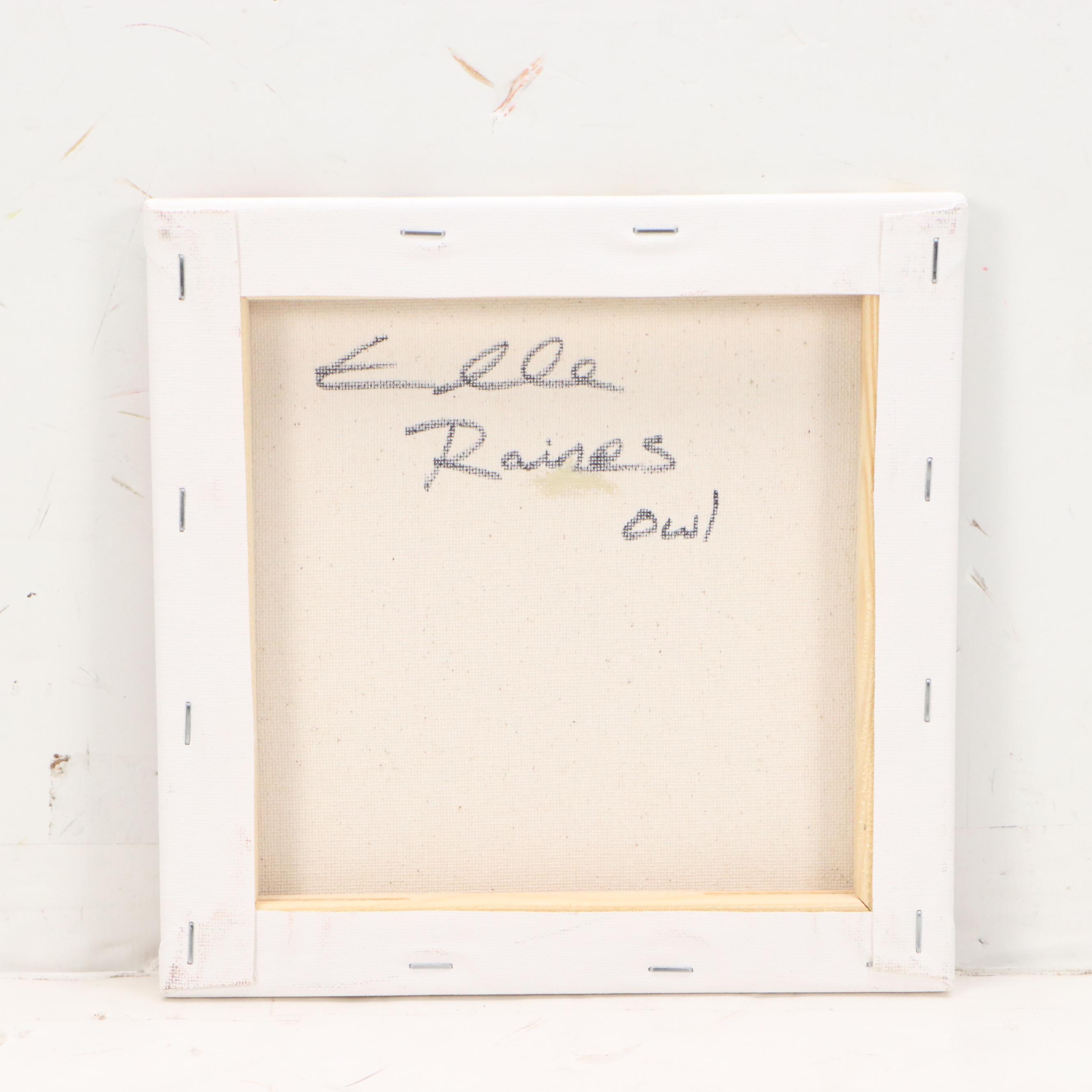 Elle Raines Stylized Acrylic Painting "Owl"