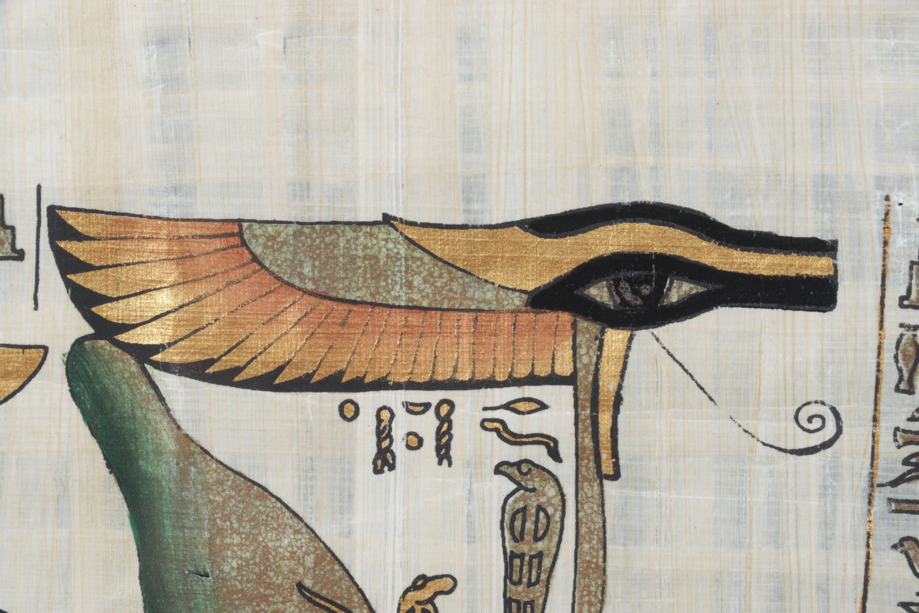 Egyptian Style Gouache Painting of Princess Offering to Osiris, Isis, & Nephthys