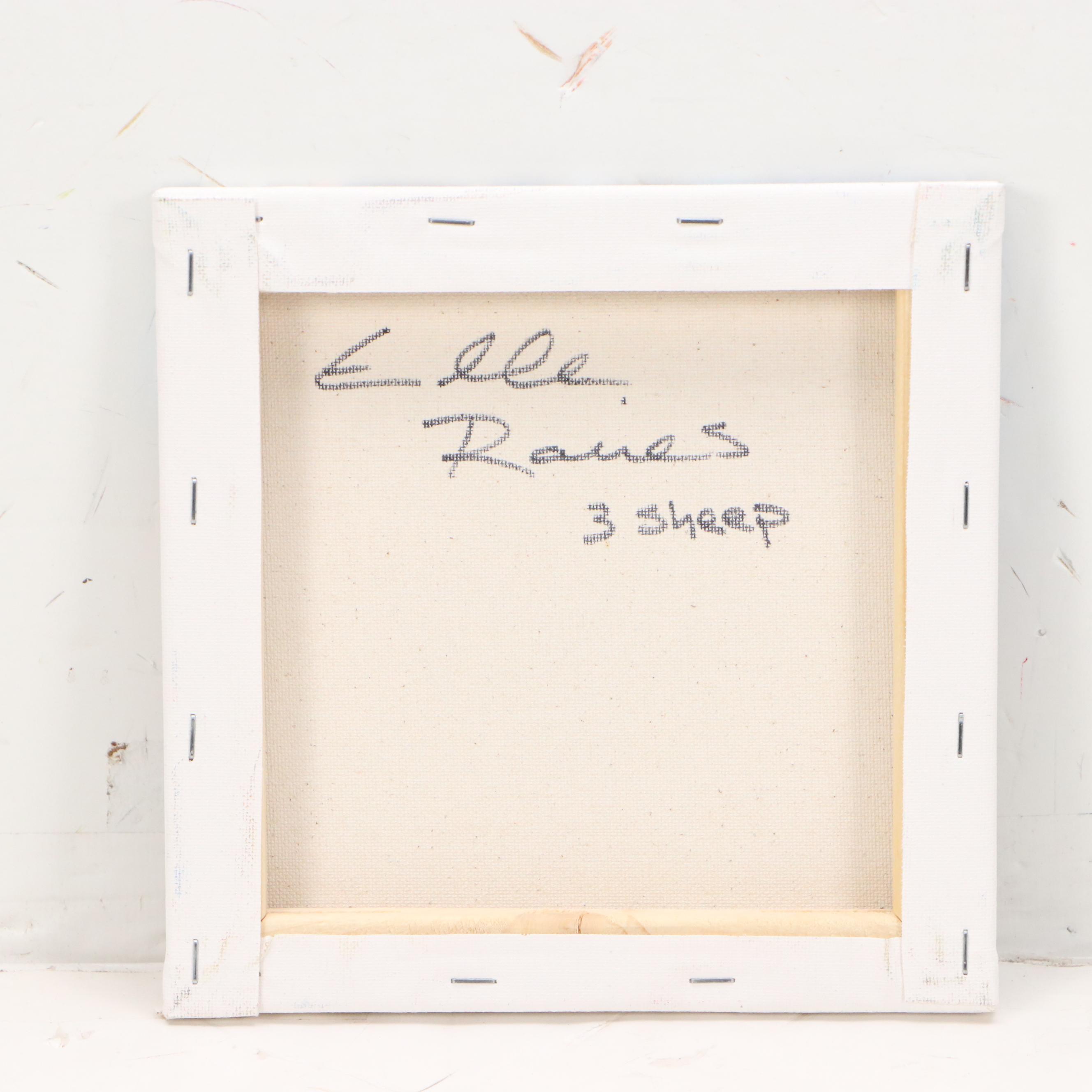 Elle Raines Stylized Acrylic Painting "Three Sheep"