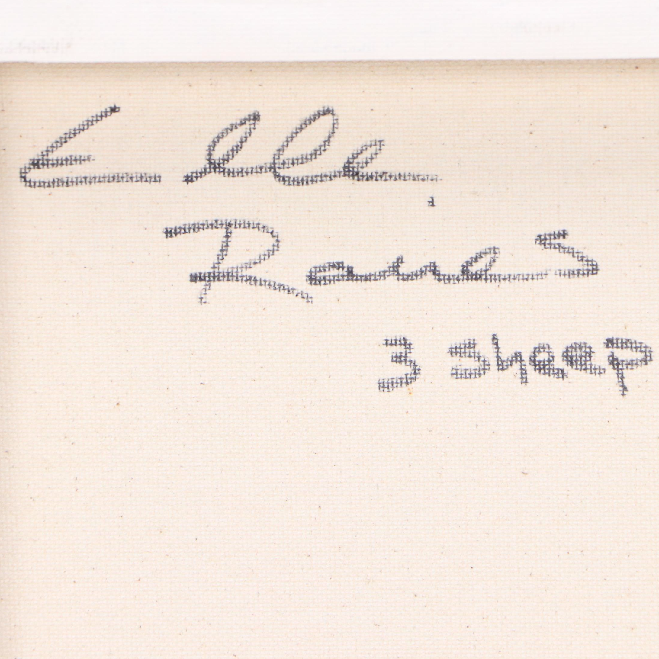 Elle Raines Stylized Acrylic Painting "Three Sheep"