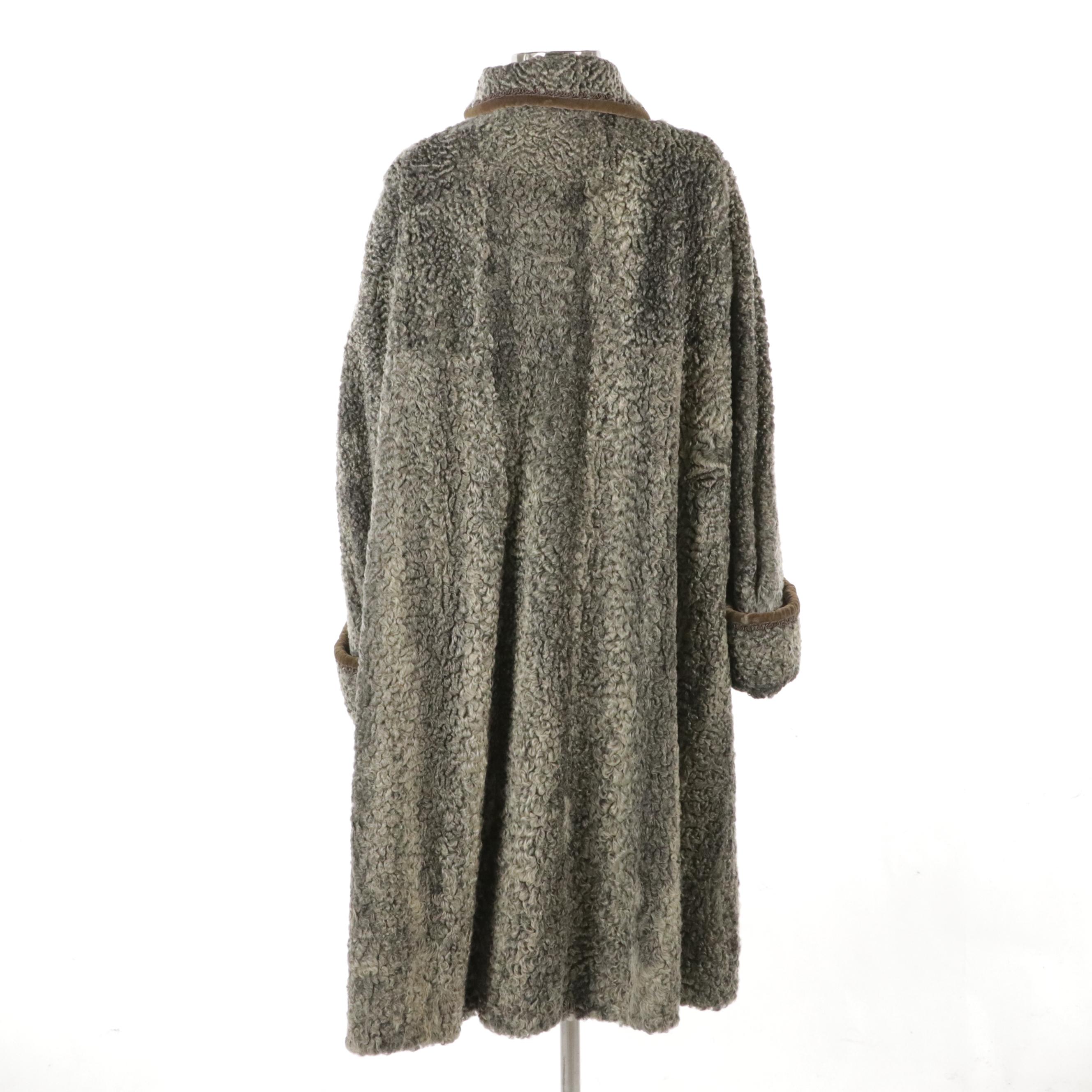 Velvet Trimmed Curly Lamb A Line Stroller Coat