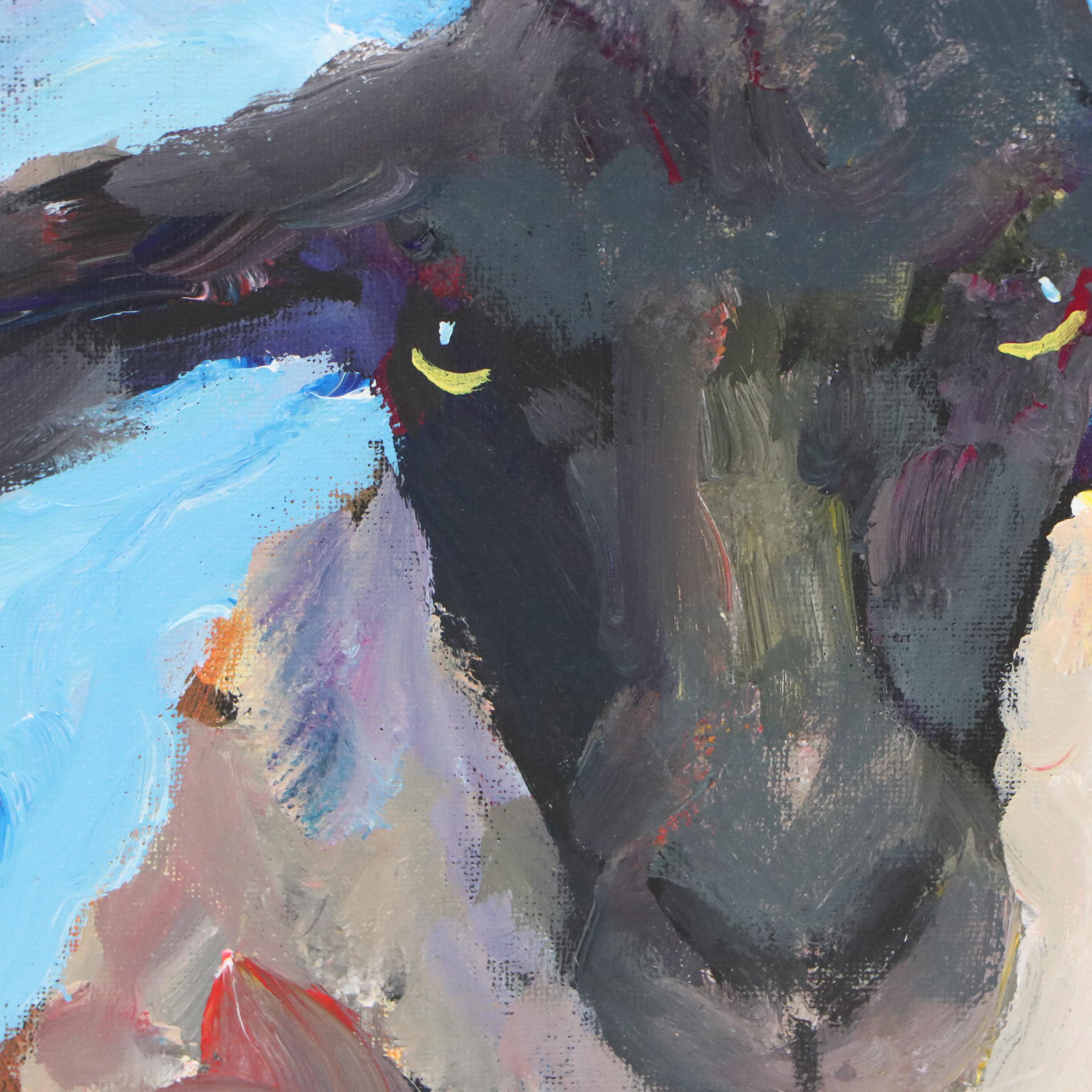 Elle Raines Stylized Acrylic Painting "Sheep"