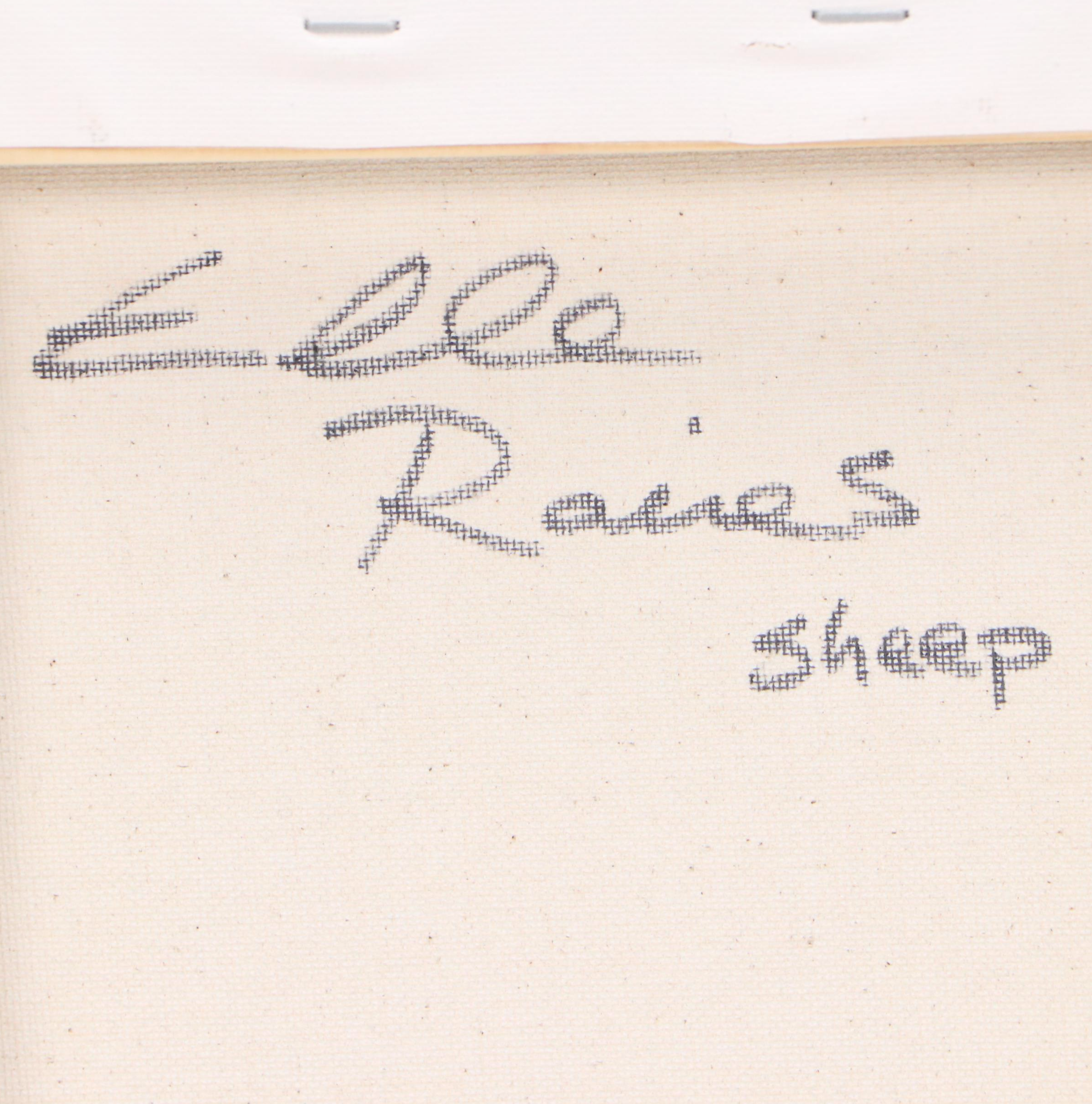 Elle Raines Stylized Acrylic Painting "Sheep"