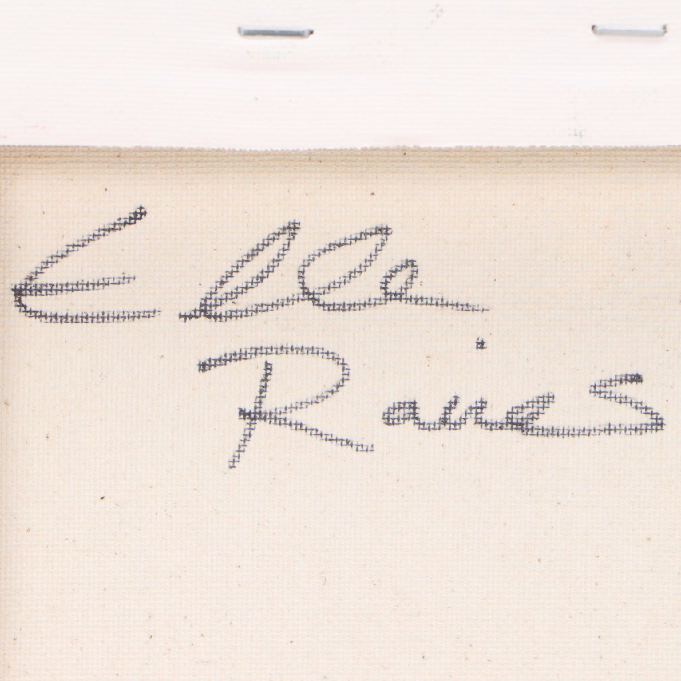 Elle Raines Stylized Cow Portrait Acrylic Painting