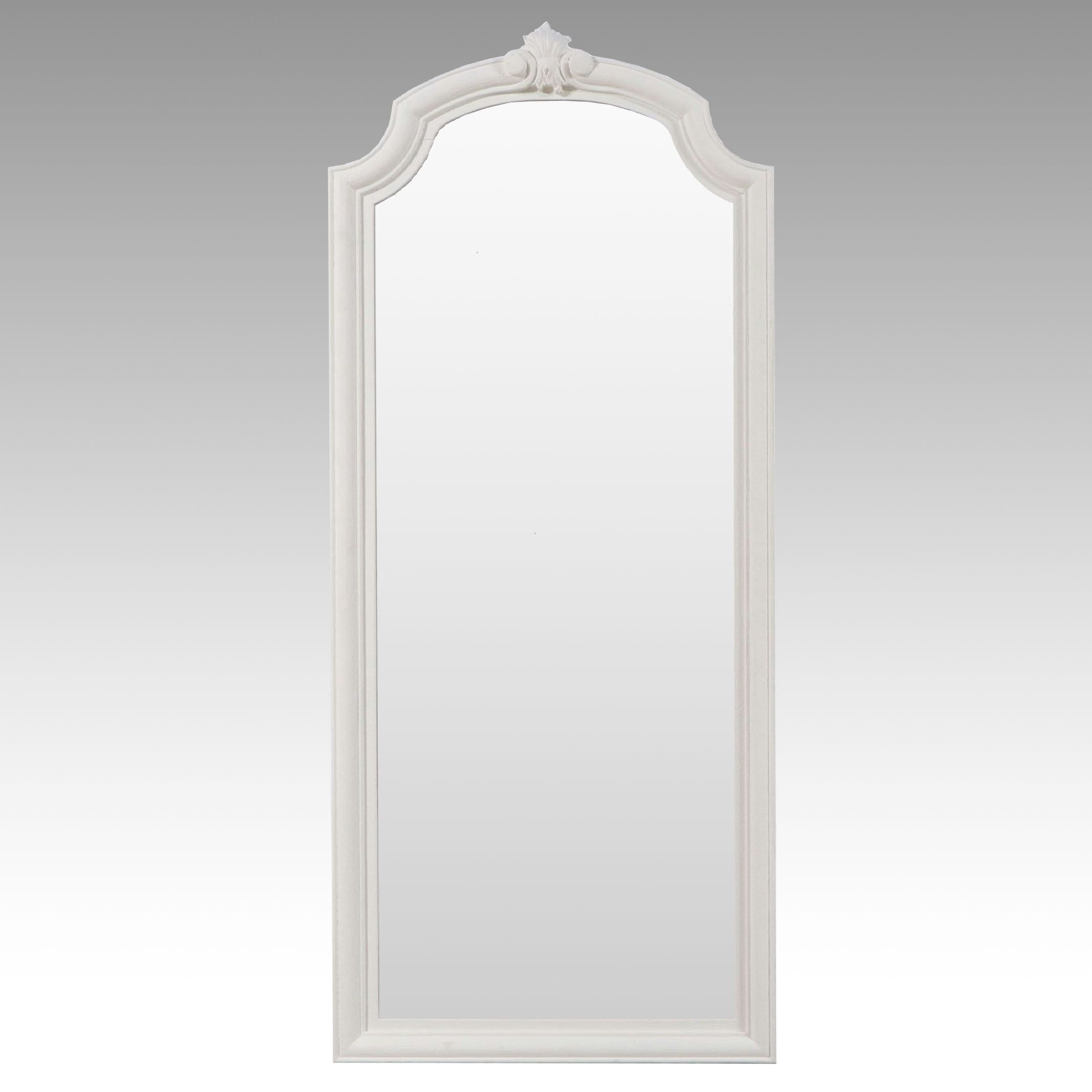 French Style White Wooden Arch Frame Floor Length Mirror
