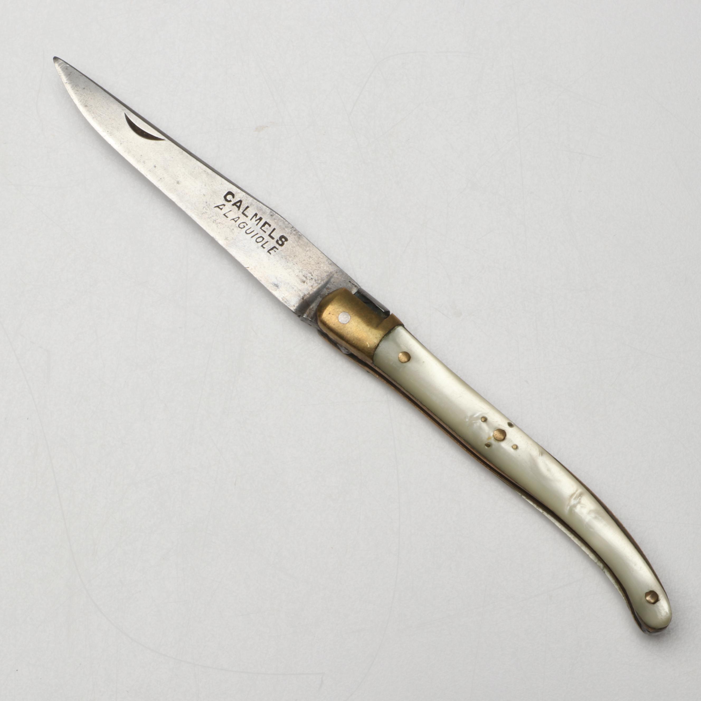 Jean-Pierre Calmels White Acrylic Handled Folding Knife