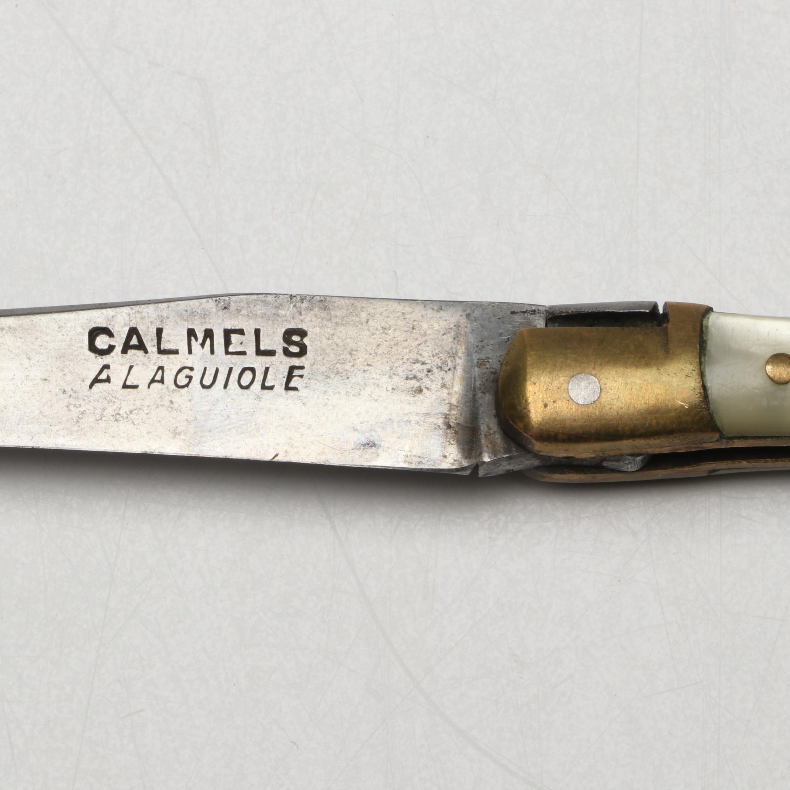 Jean-Pierre Calmels White Acrylic Handled Folding Knife