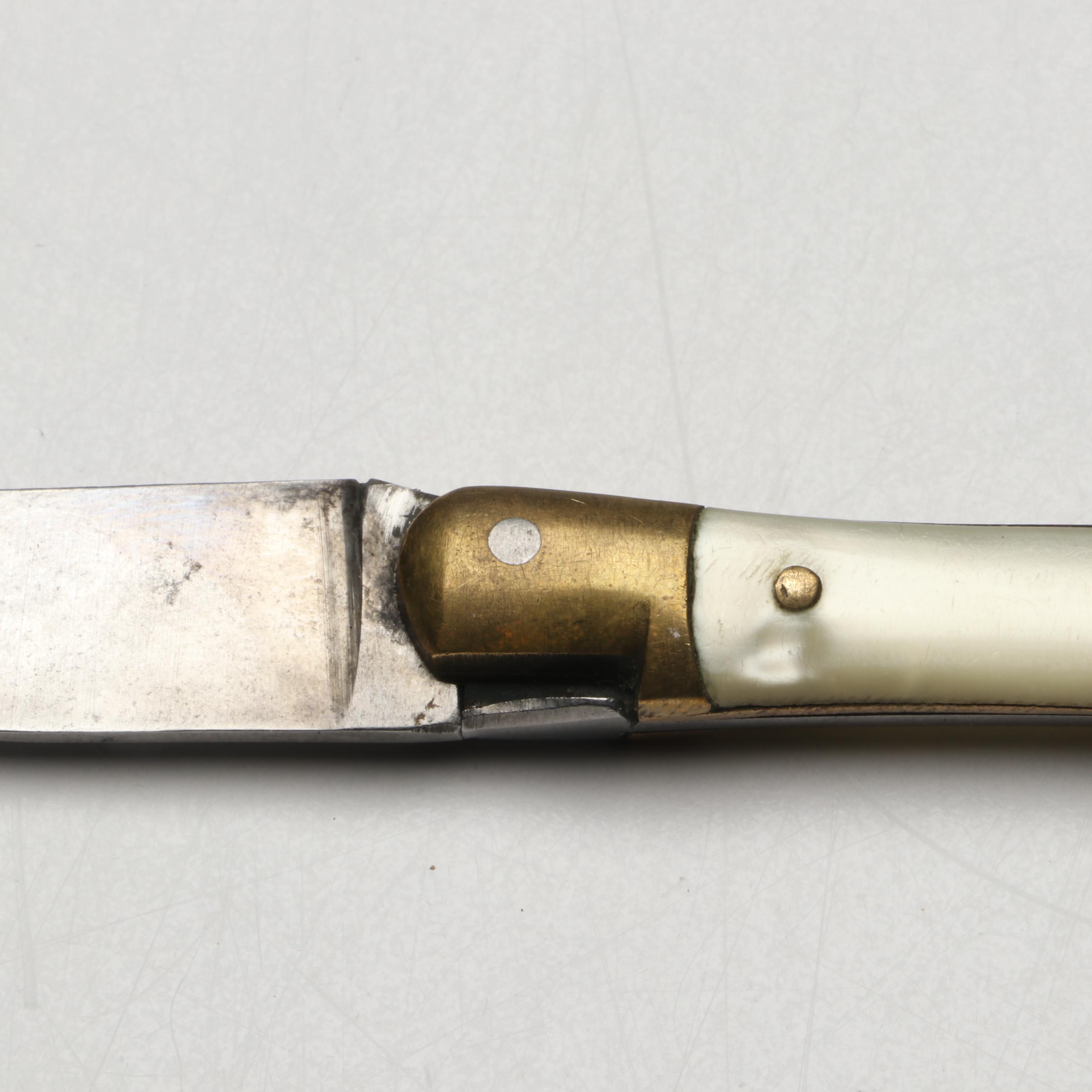 Jean-Pierre Calmels White Acrylic Handled Folding Knife