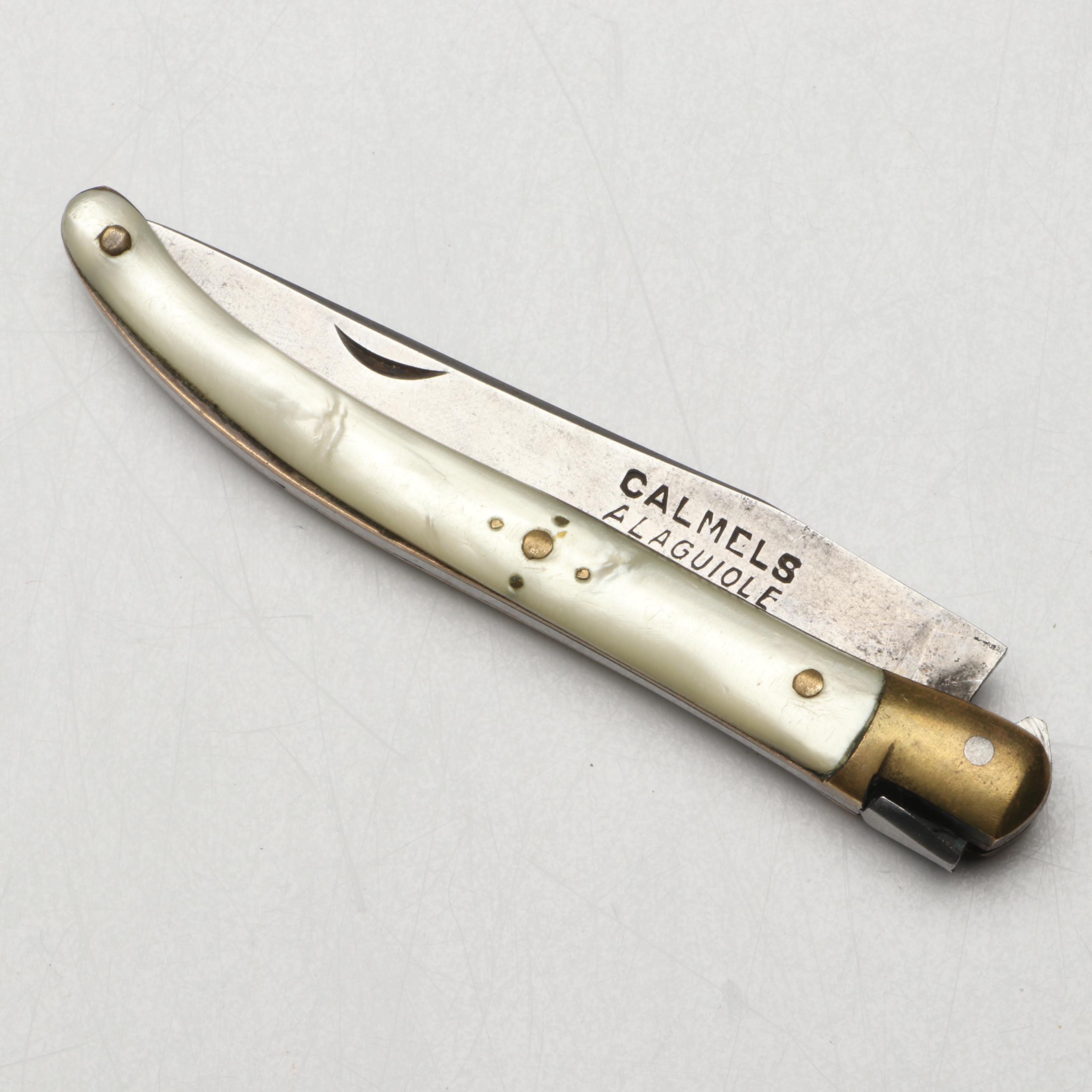 Jean-Pierre Calmels White Acrylic Handled Folding Knife
