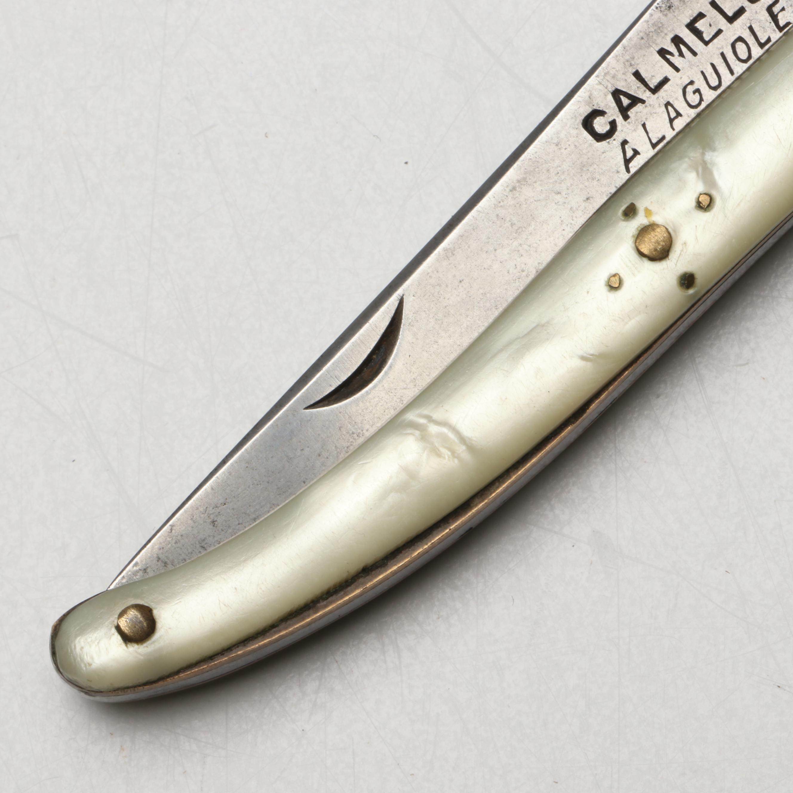 Jean-Pierre Calmels White Acrylic Handled Folding Knife