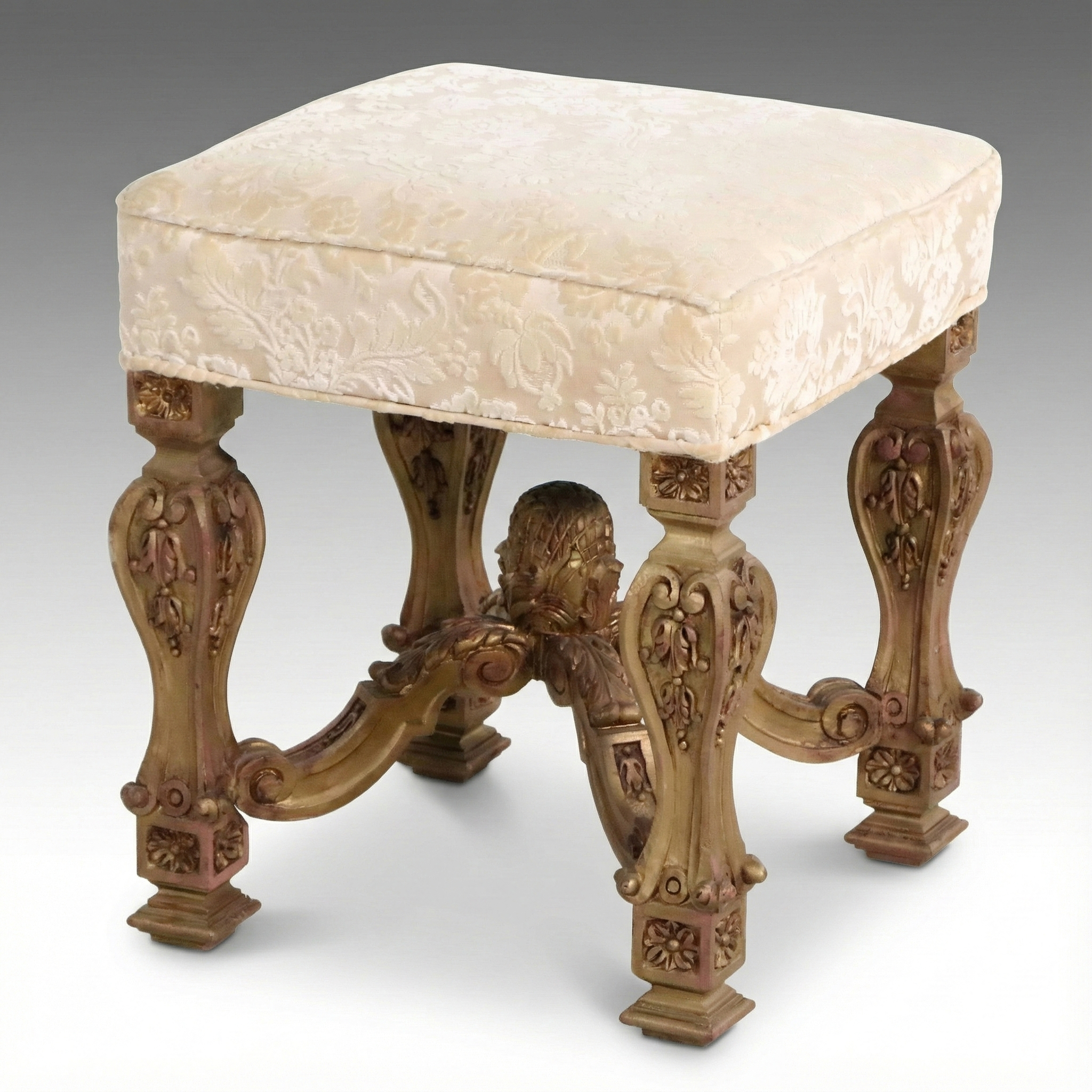 French Baroque Style Carved Giltwood Stool