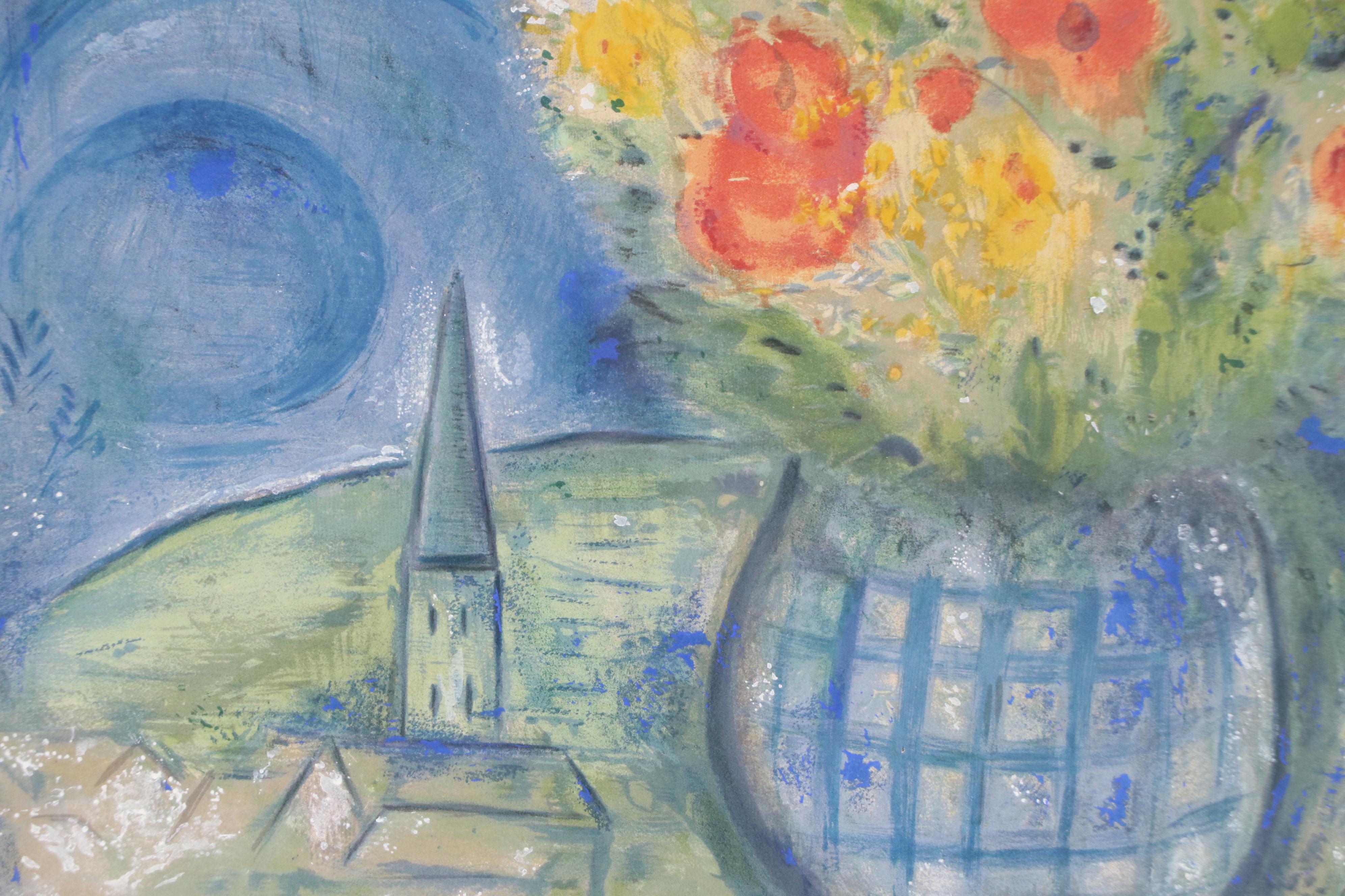 Color Lithograph After Marc Chagall "Les Coquelicots"