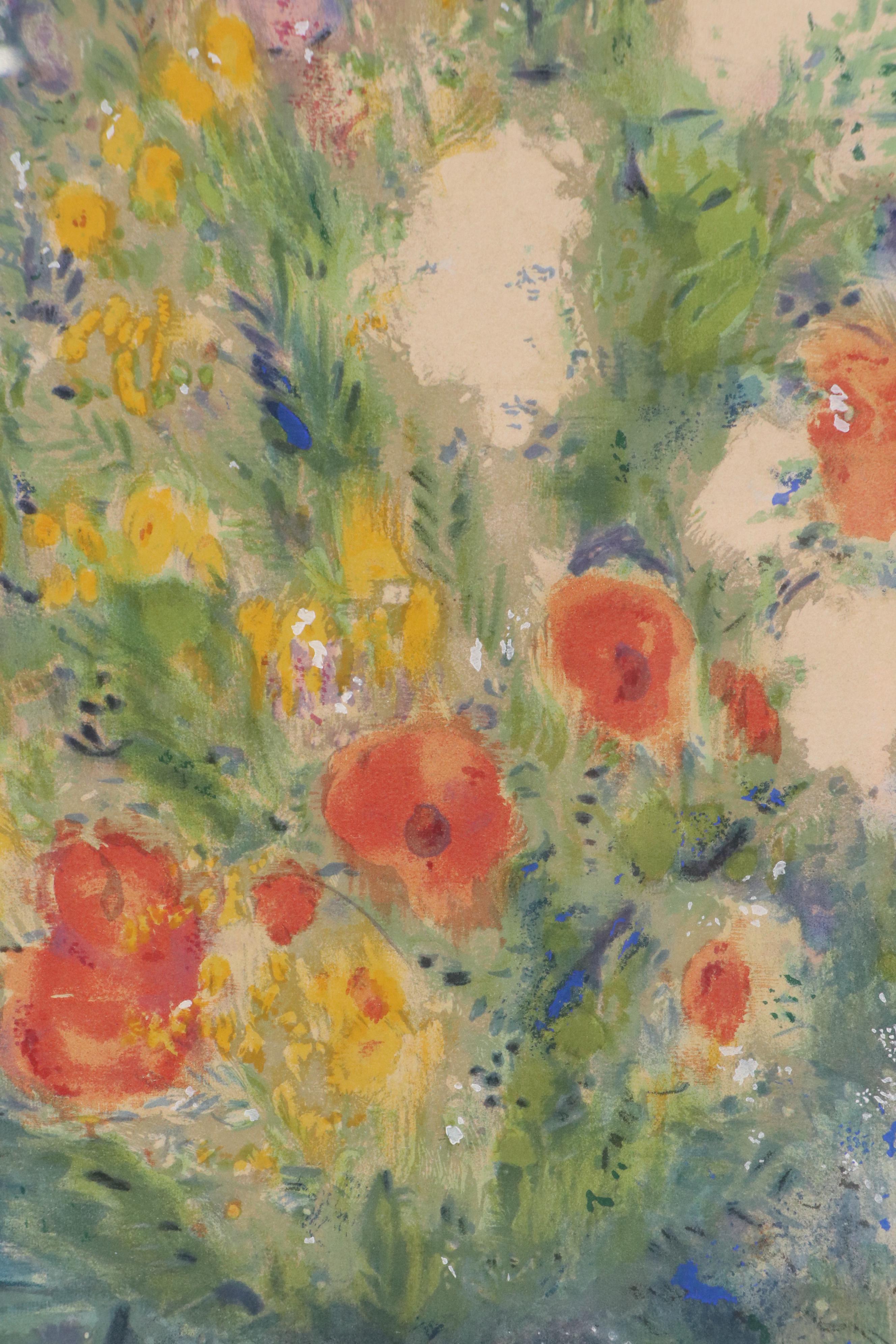 Color Lithograph After Marc Chagall "Les Coquelicots"