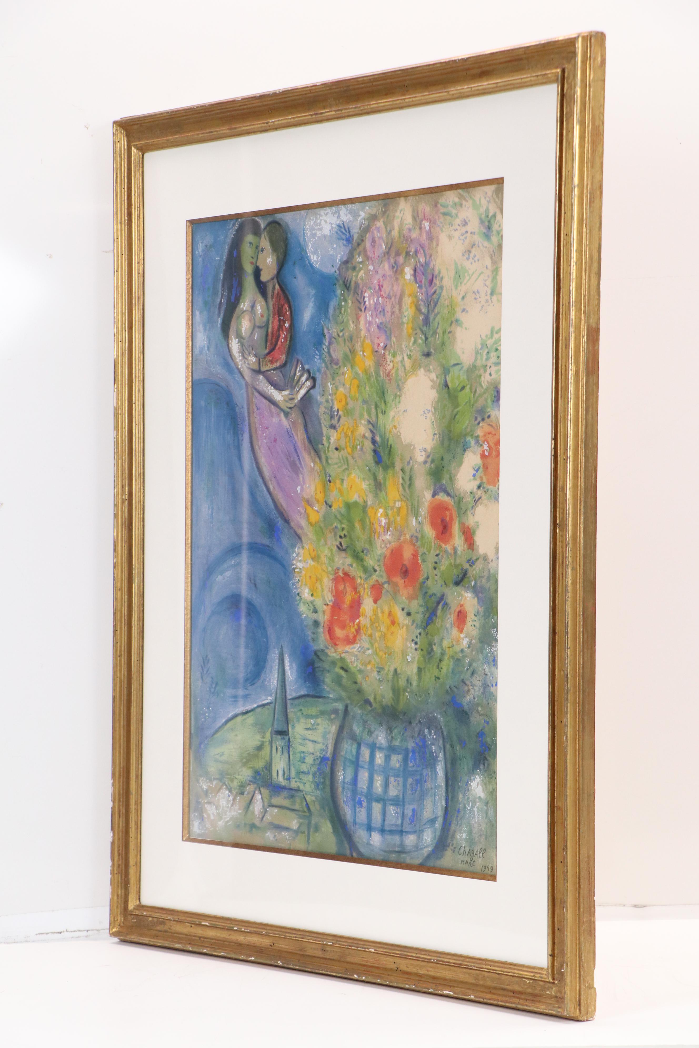 Color Lithograph After Marc Chagall "Les Coquelicots"