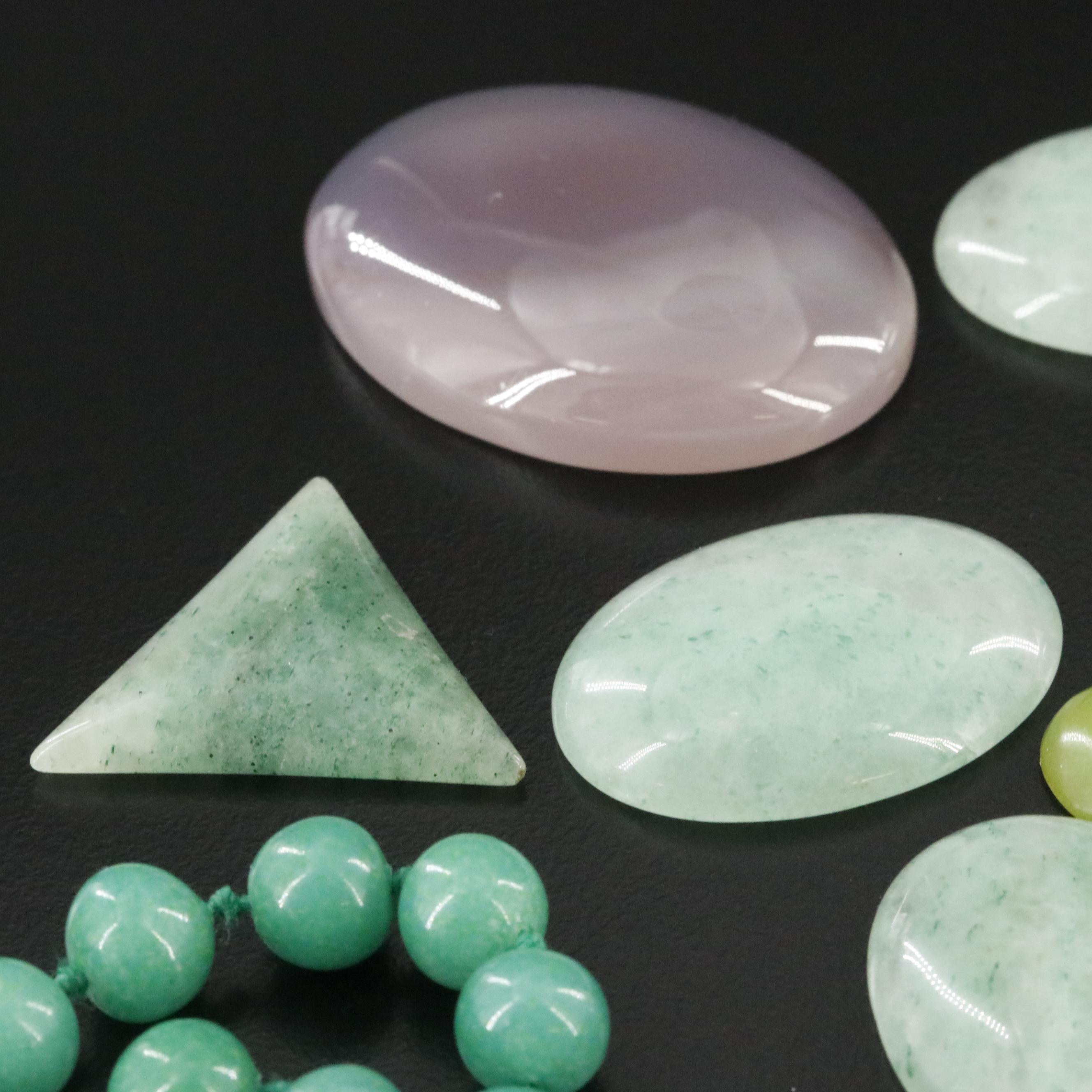 Loose Gemstones Featuring Calcite, Aventurine and Nephrite
