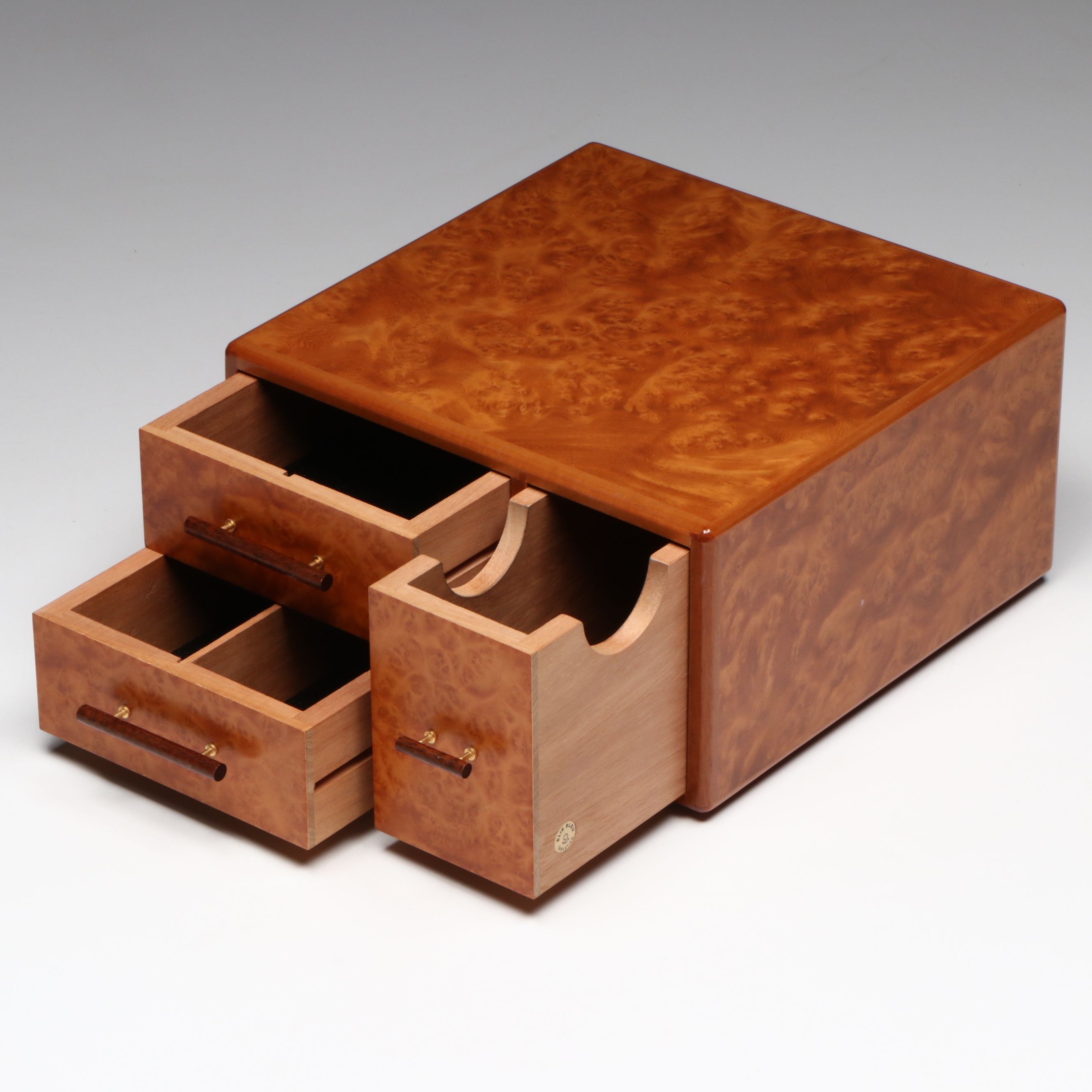 Elie Bleu French Burl Wood Watch and Jewelry Cabinet