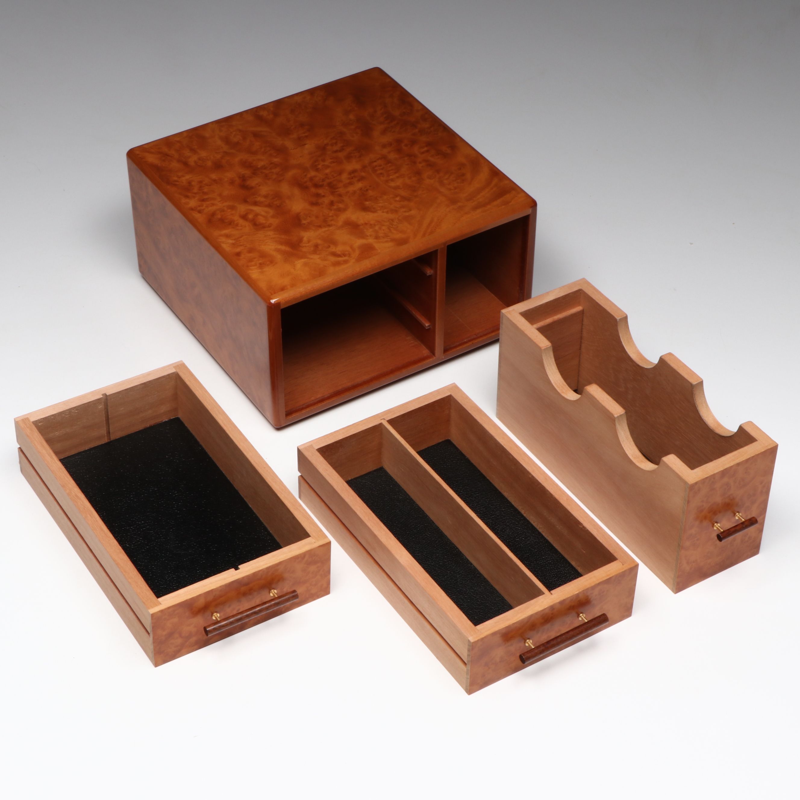 Elie Bleu French Burl Wood Watch and Jewelry Cabinet