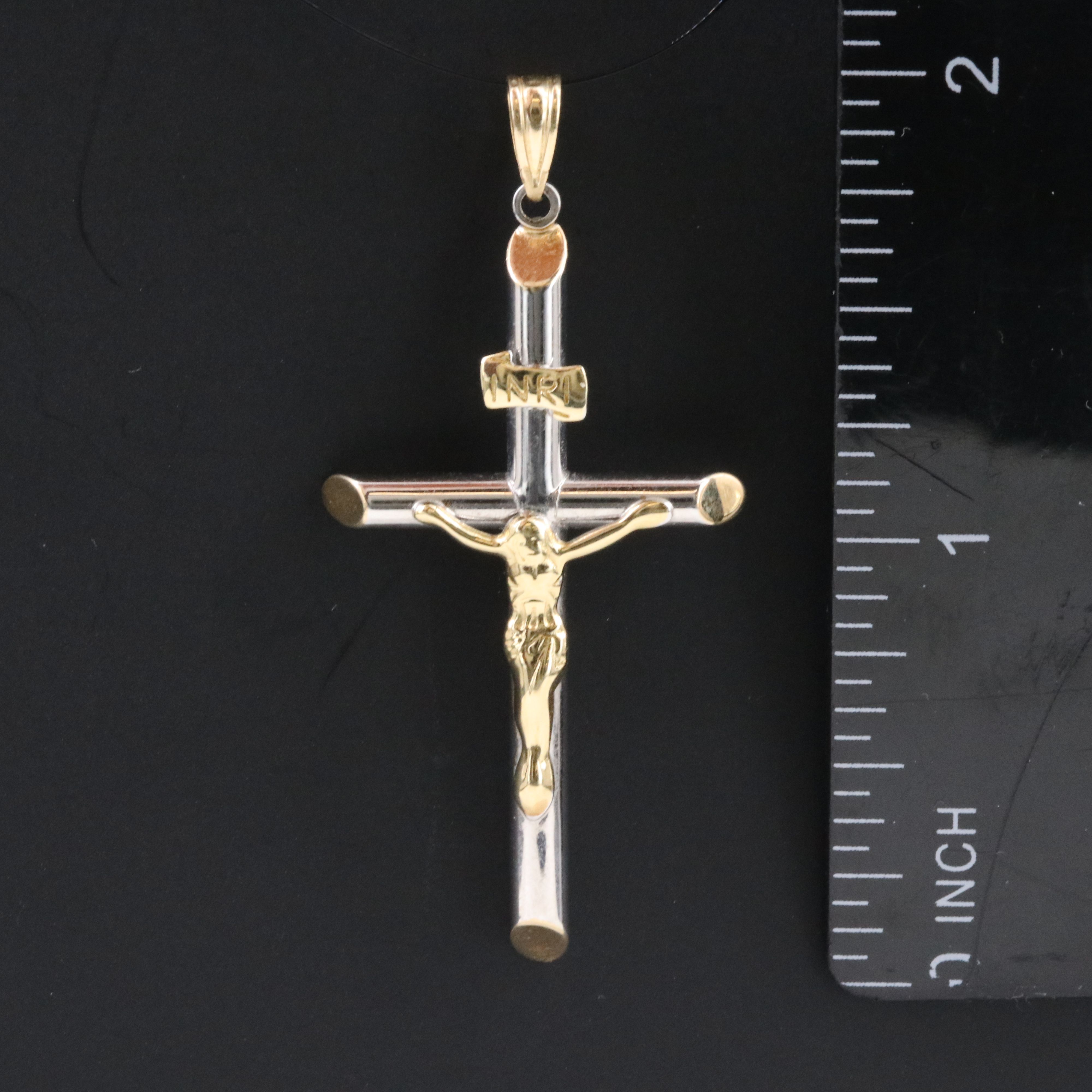 14K Two-Tone Crucifix Pendant