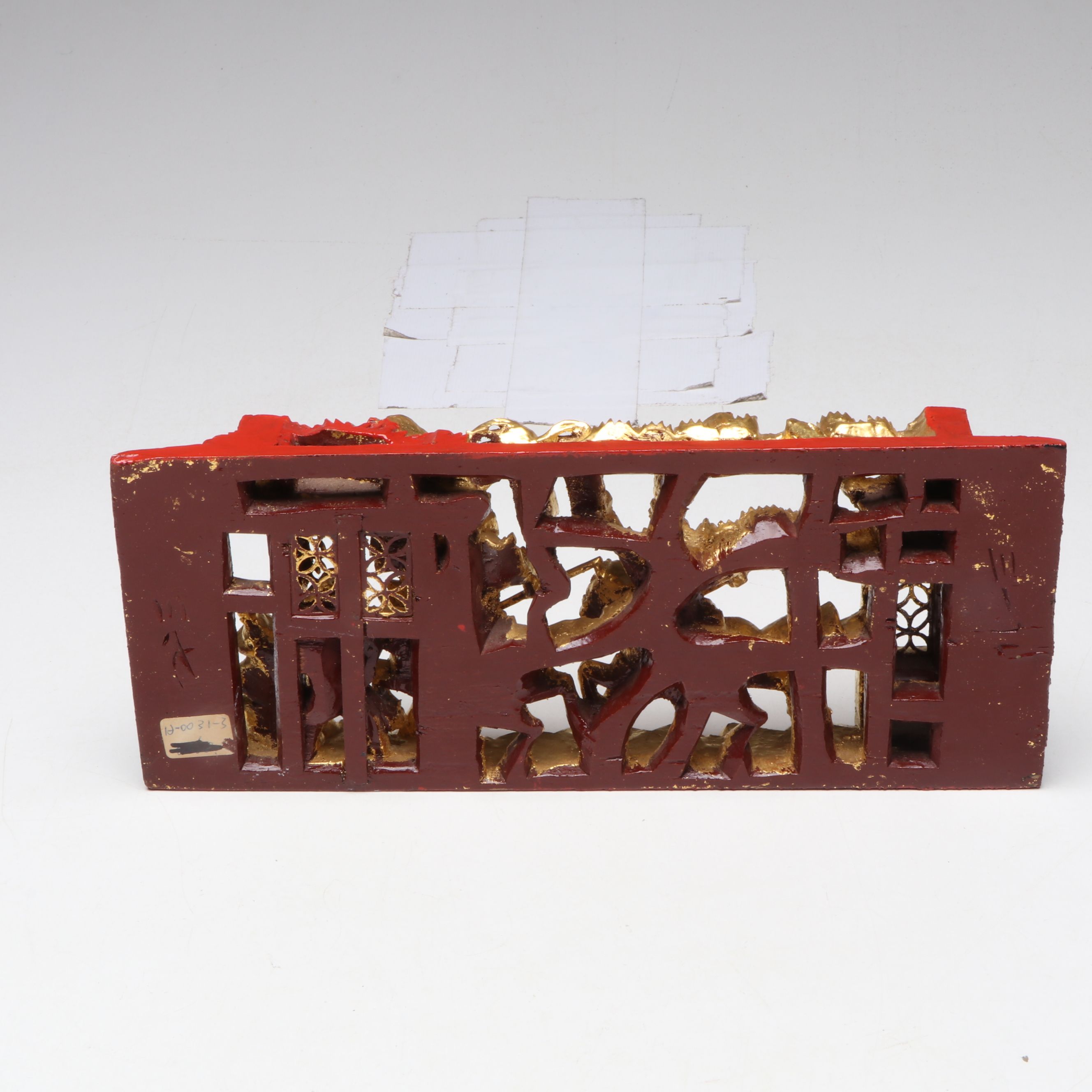 Chinese Carved Wood Court and Gilt Battle Scene Temple Reliefs, Early/Mid-20th C