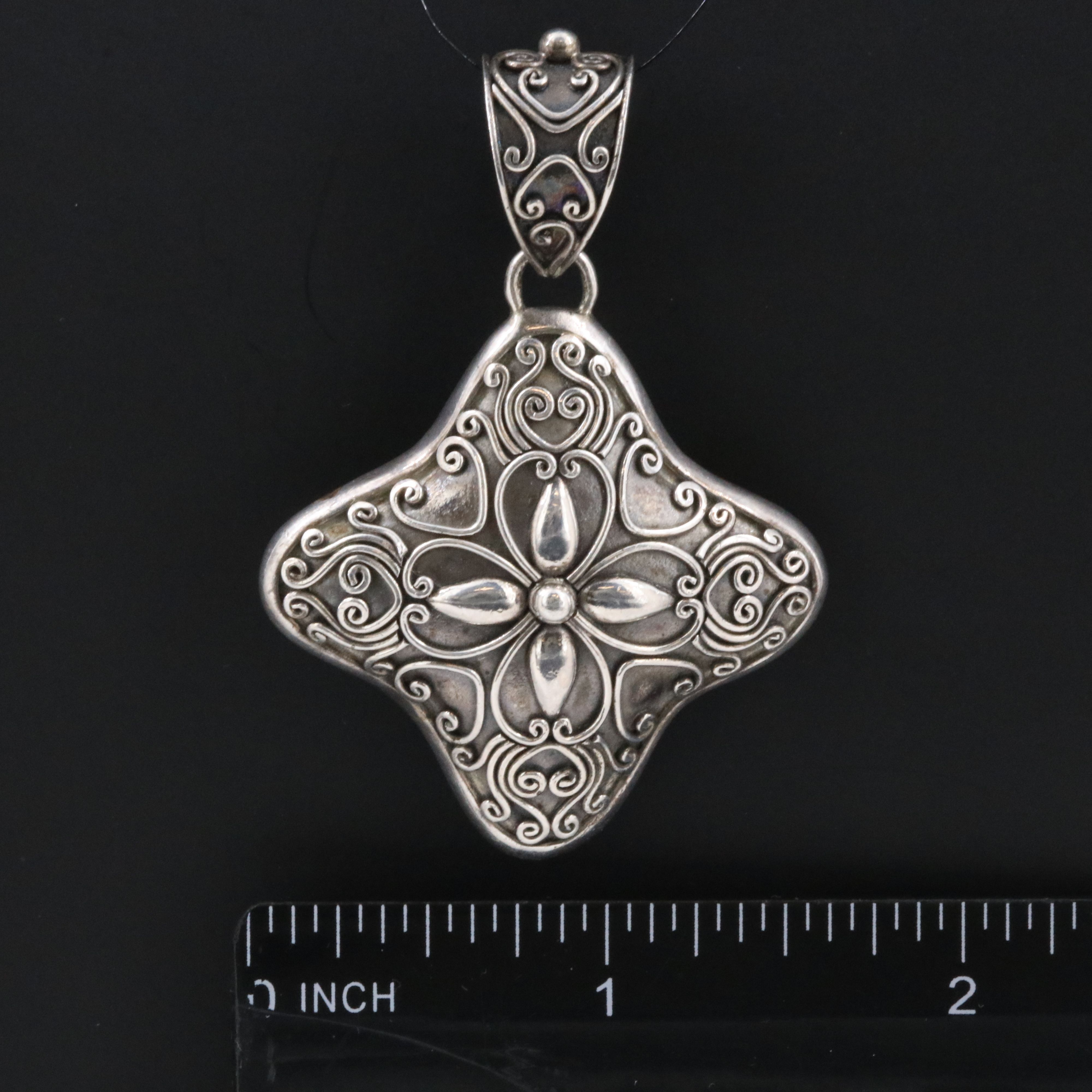 Sterling Quatrfoil Pendant with Wire Overlay