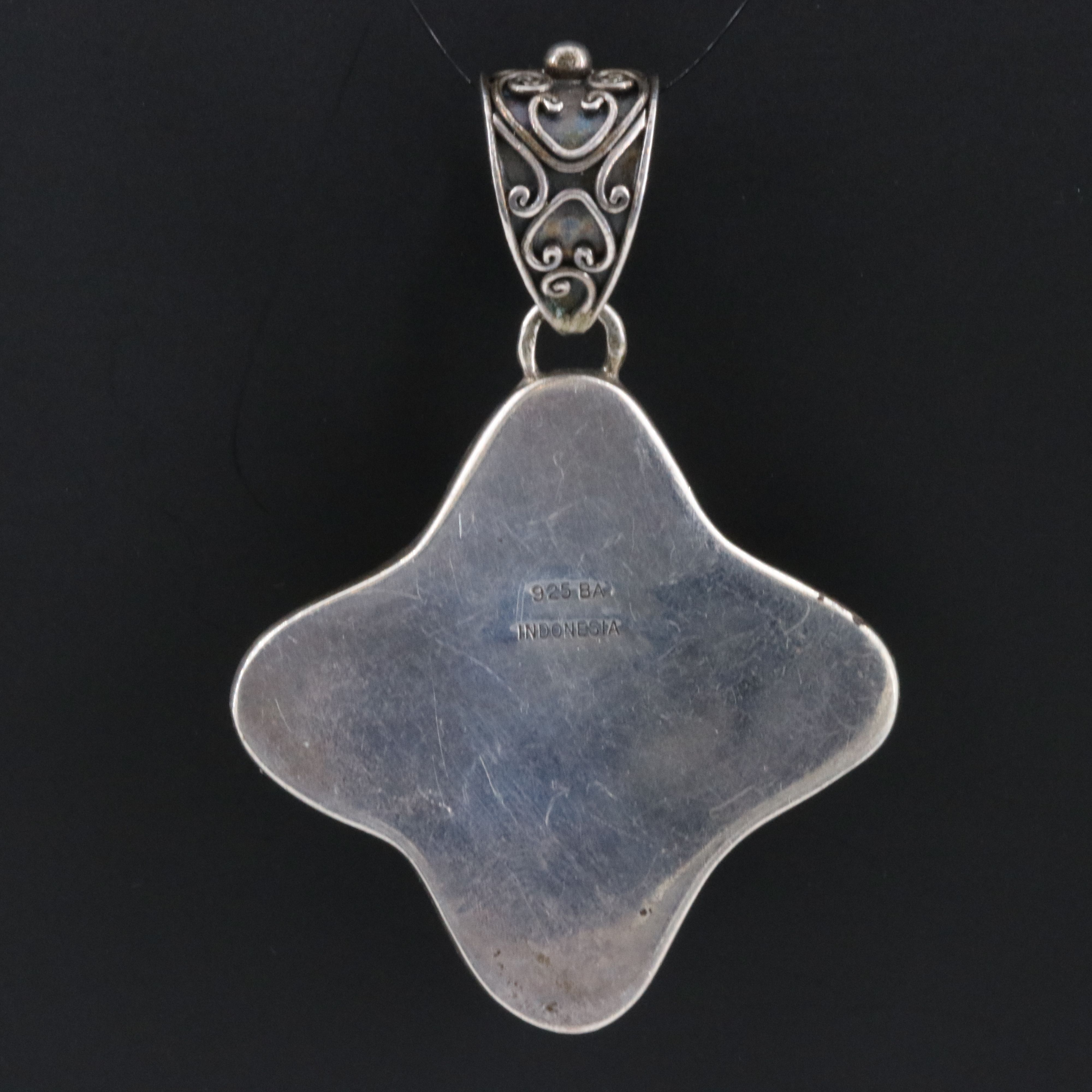 Sterling Quatrfoil Pendant with Wire Overlay