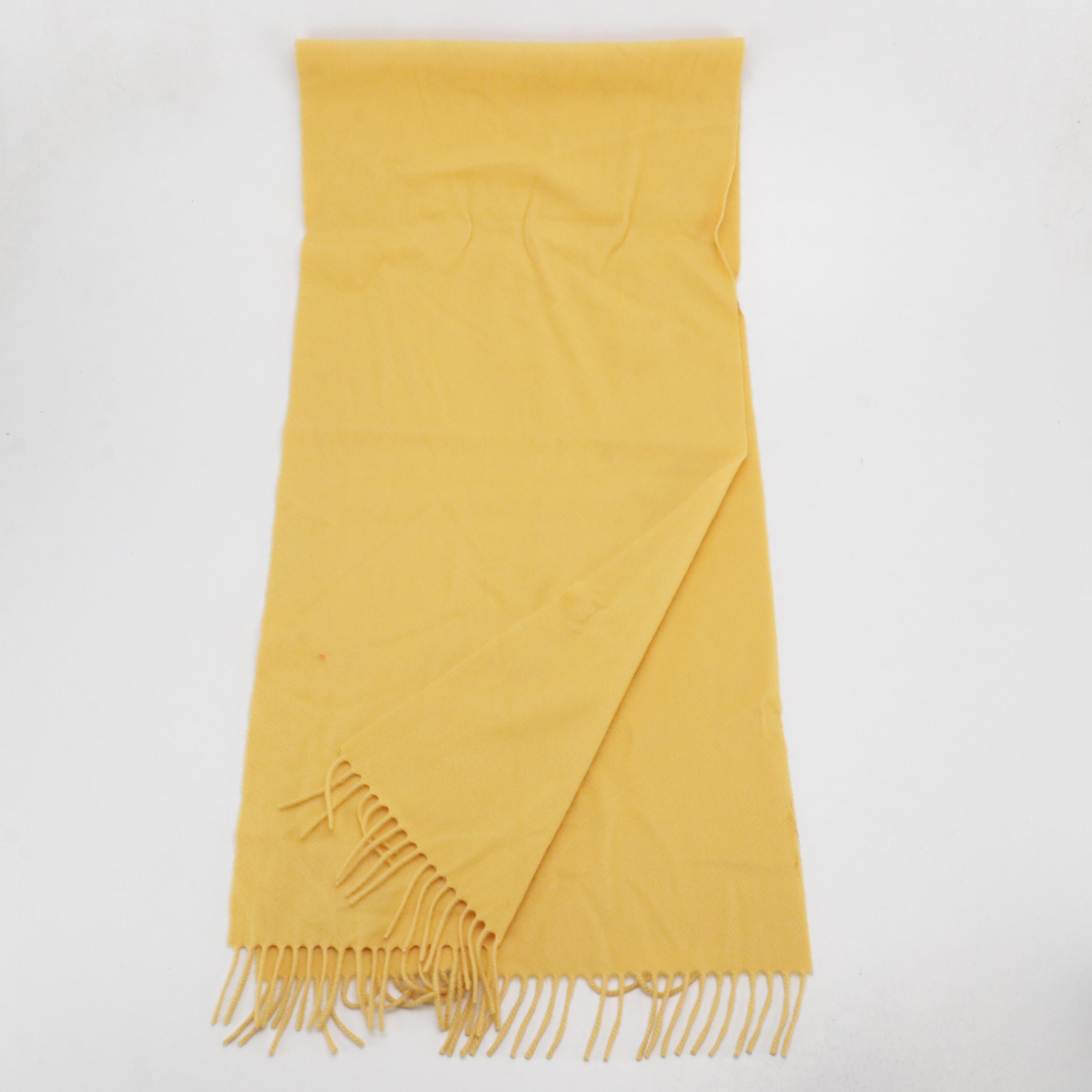 Loro Piana Cashmere Fringe Scarf in Yellow
