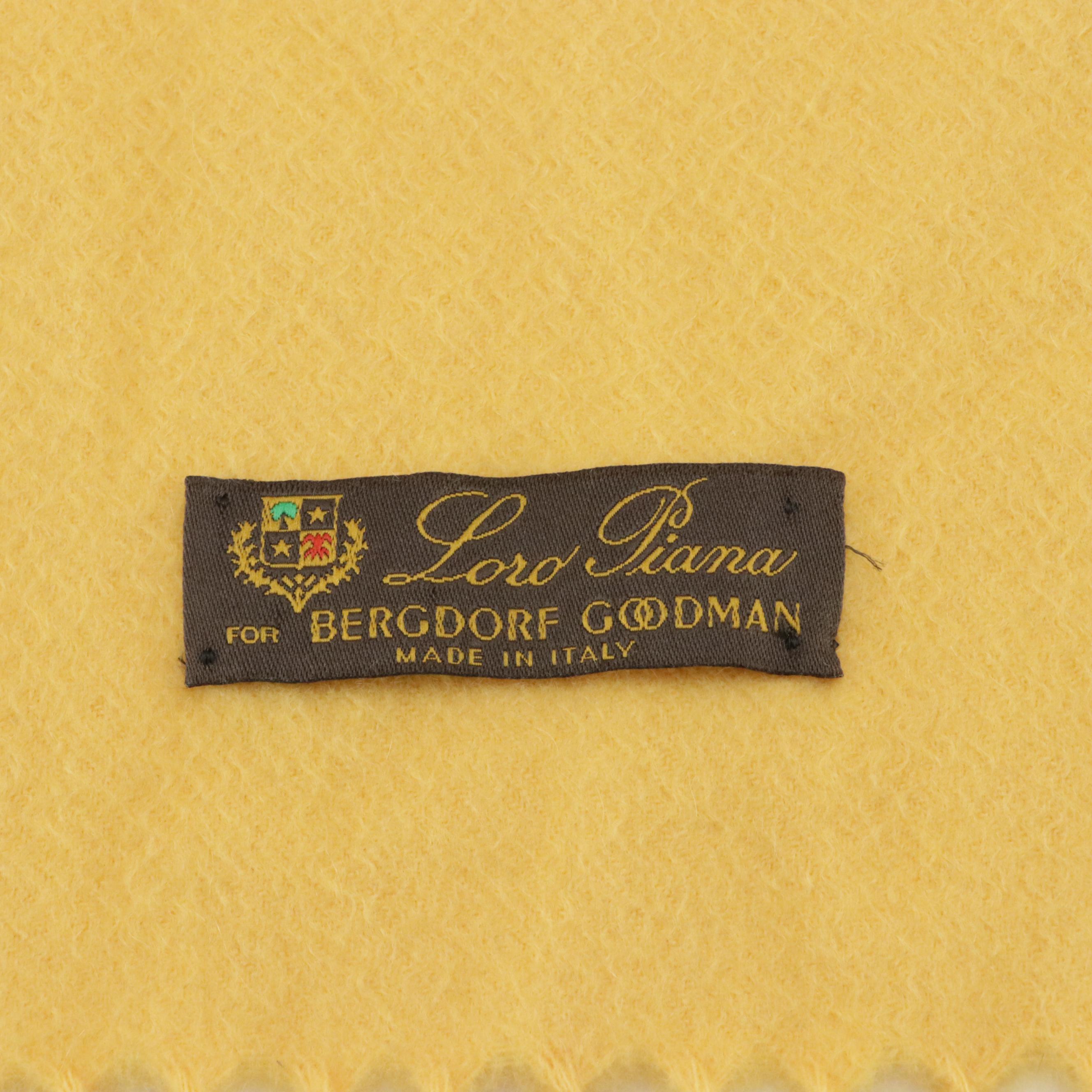 Loro Piana Cashmere Fringe Scarf in Yellow