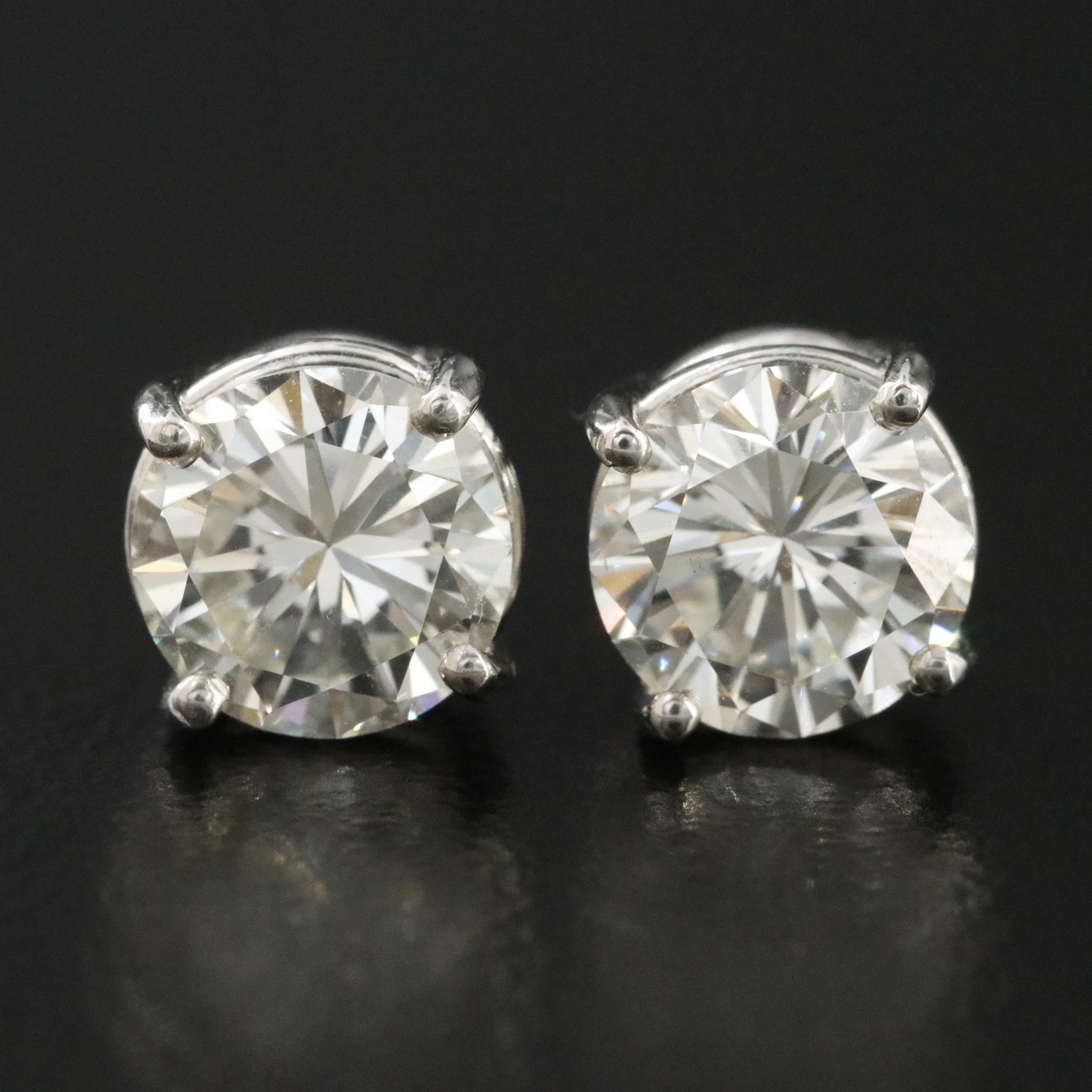 Platinum 1.92 CTW Diamond Stud Earrings with GIA eReports