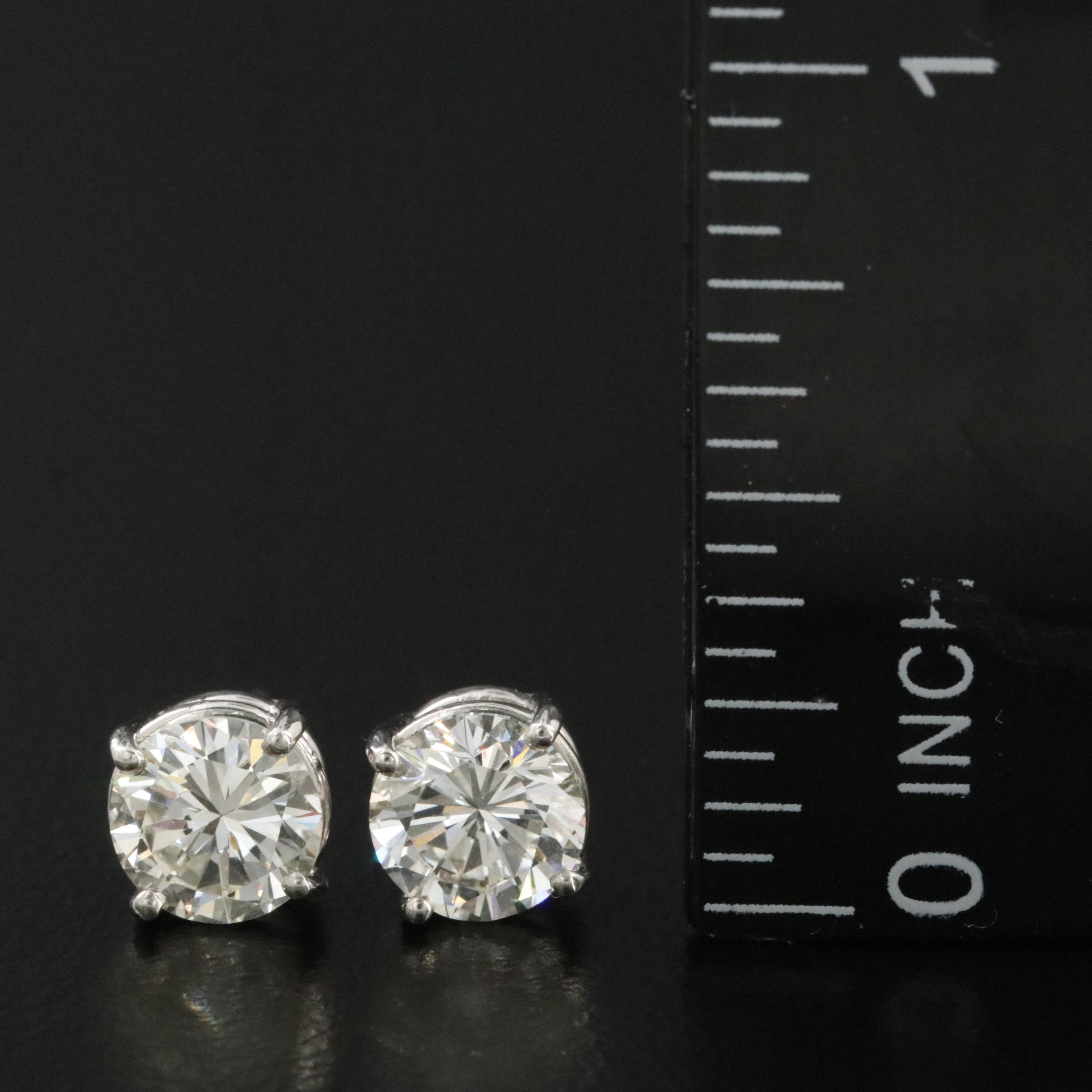 Platinum 1.92 CTW Diamond Stud Earrings with GIA eReports