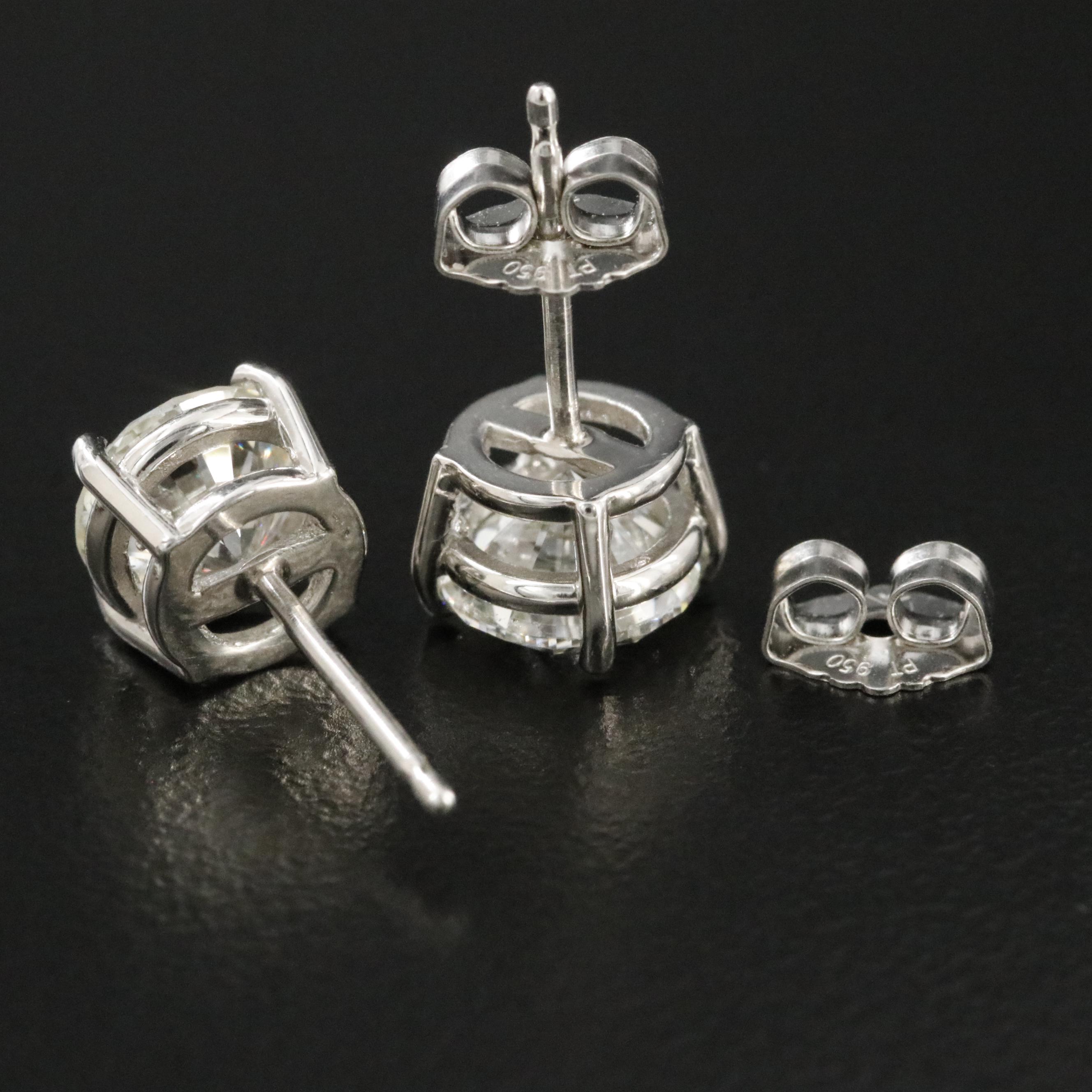 Platinum 1.92 CTW Diamond Stud Earrings with GIA eReports