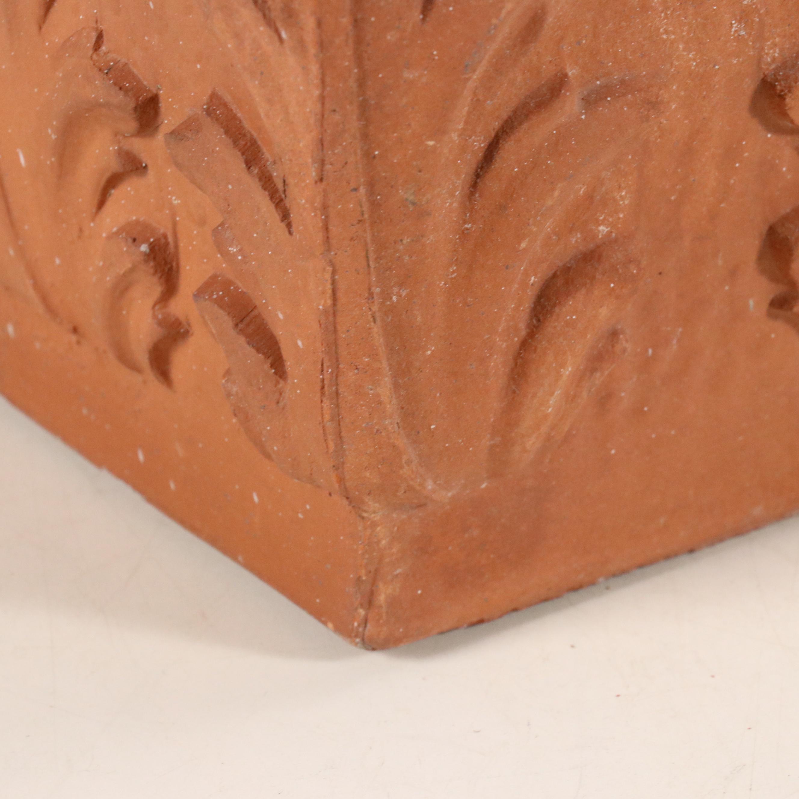 Italian Terracotta Window Box Planters with Leaf Motifs, Vintage