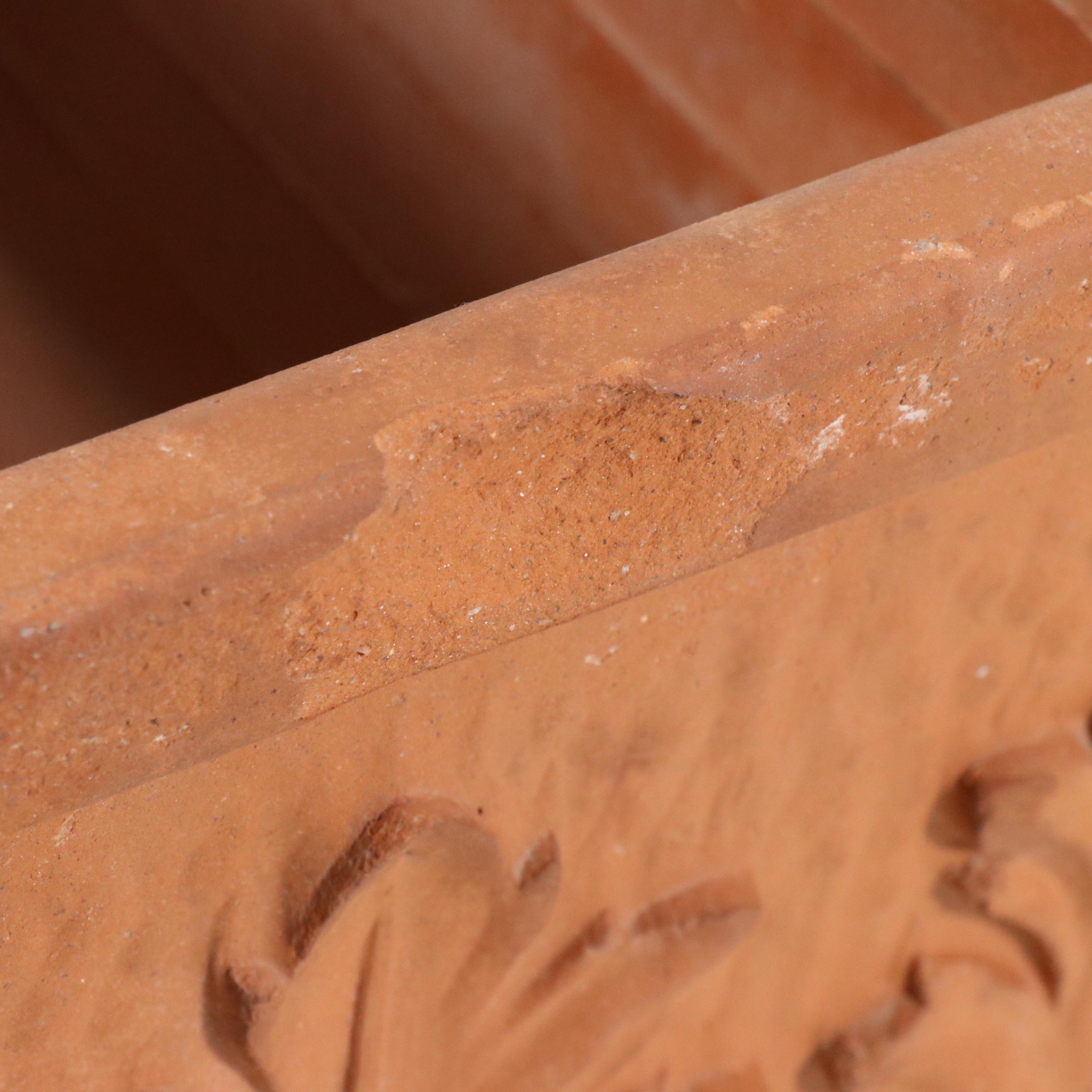 Italian Terracotta Window Box Planters with Leaf Motifs, Vintage