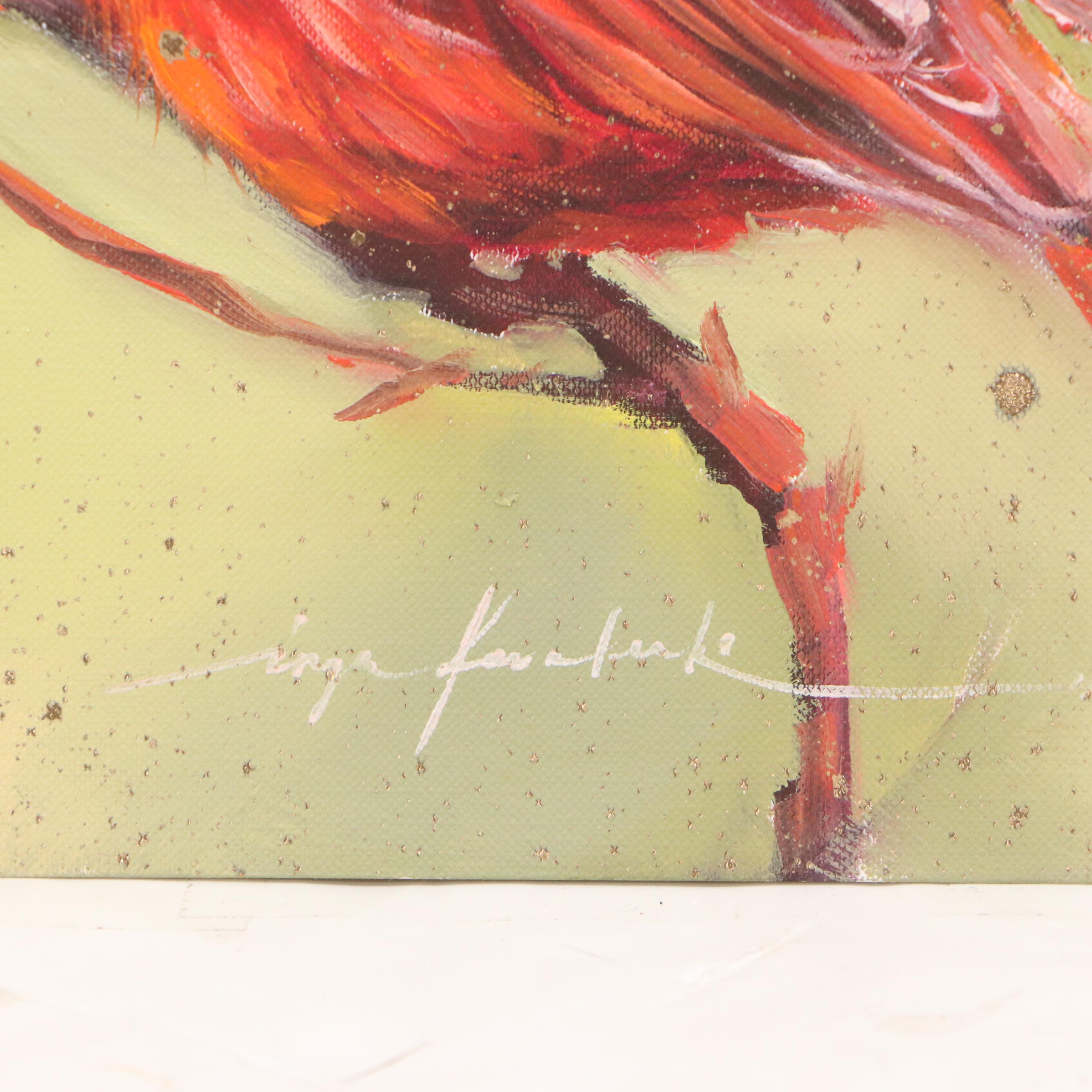 Inga Kovalenko Oil Painting of Cardinal, 2025