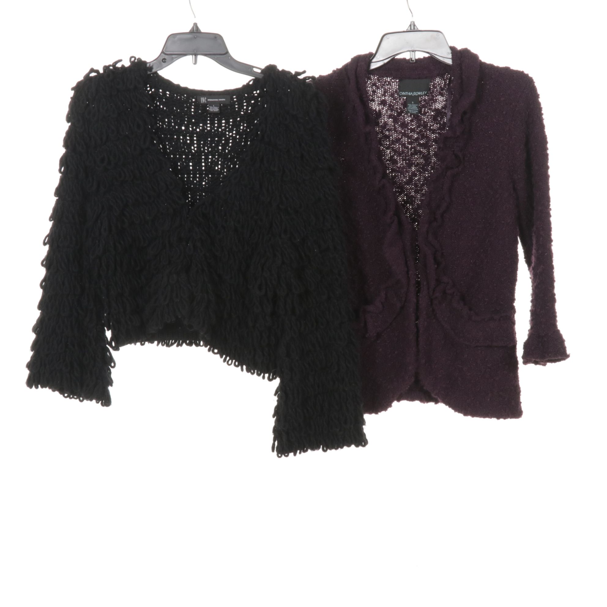 Cynthia Rowley Purple Cardigan & INC International Concepts Loop Cropped Sweater