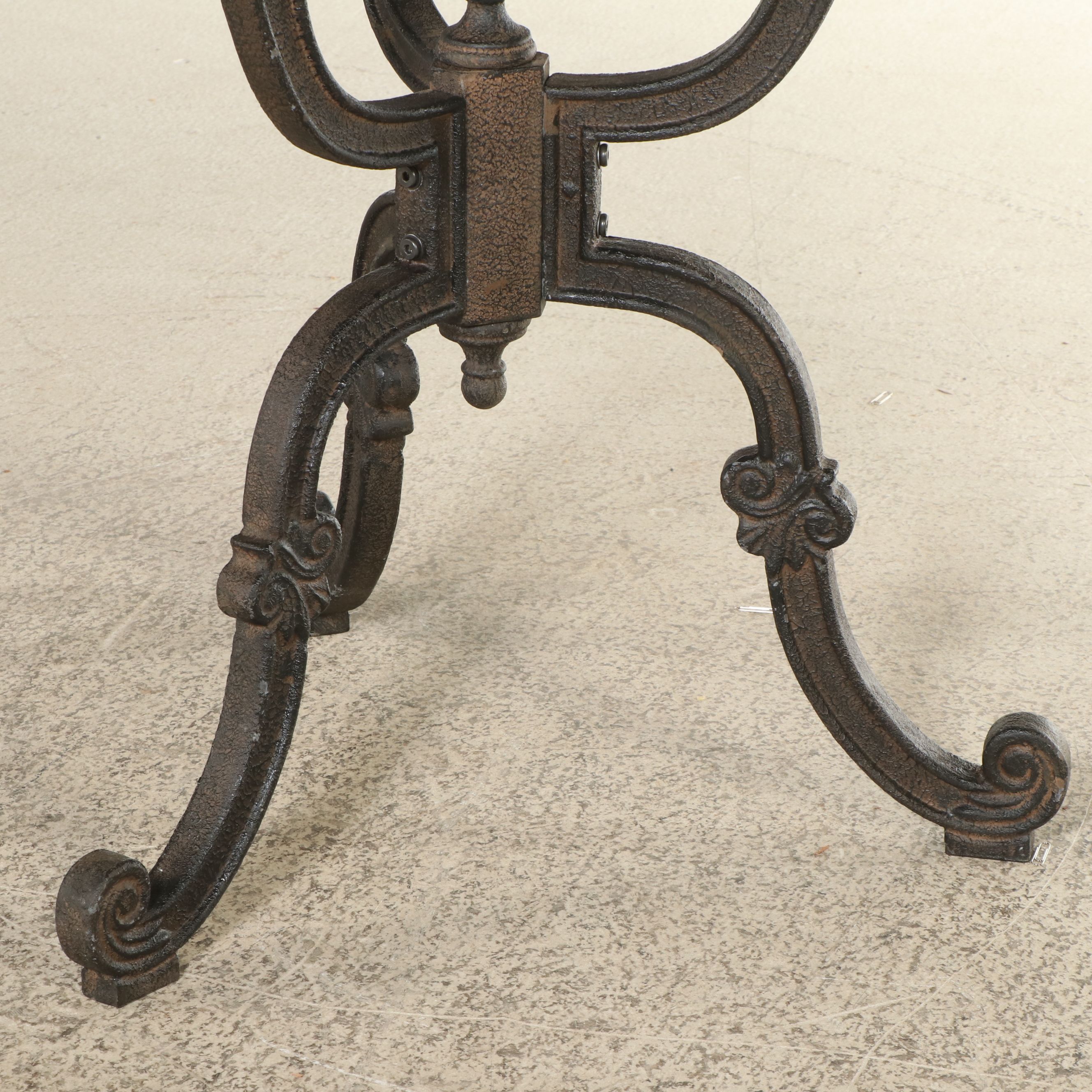 French Style Stone Top Cast Iron Bistro Table with Three Dining Chairs