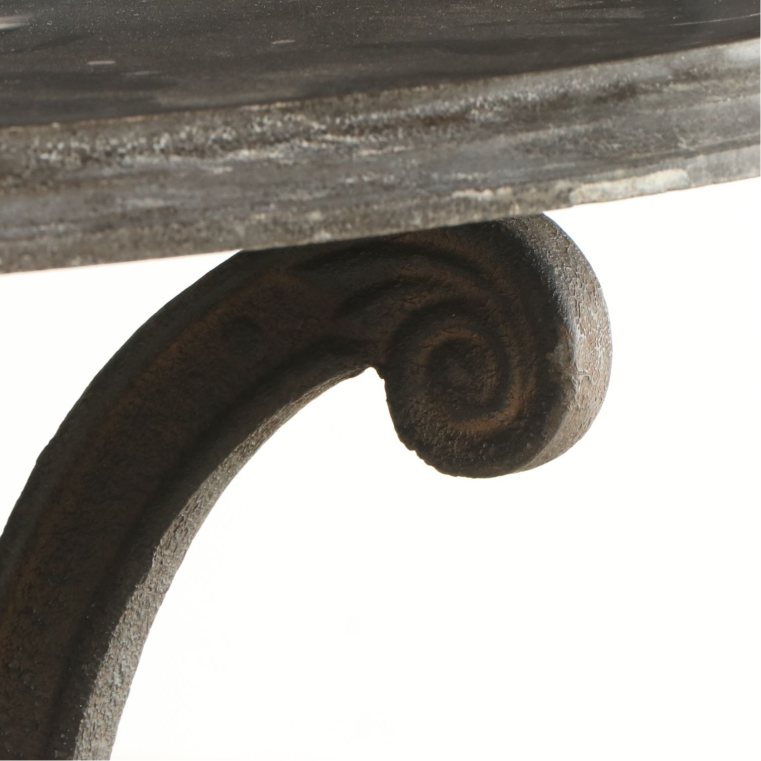 French Style Stone Top Cast Iron Bistro Table with Three Dining Chairs