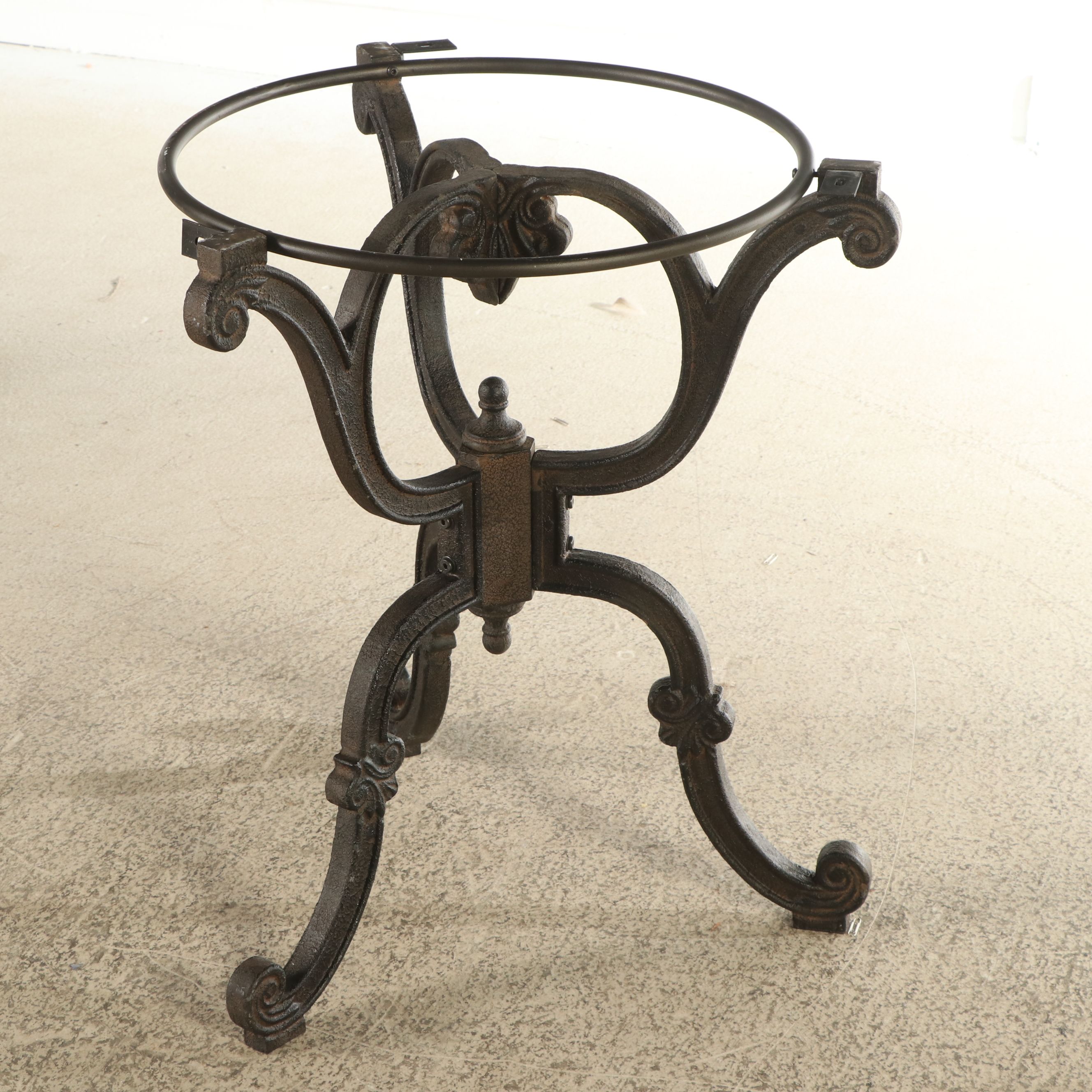 French Style Stone Top Cast Iron Bistro Table with Three Dining Chairs