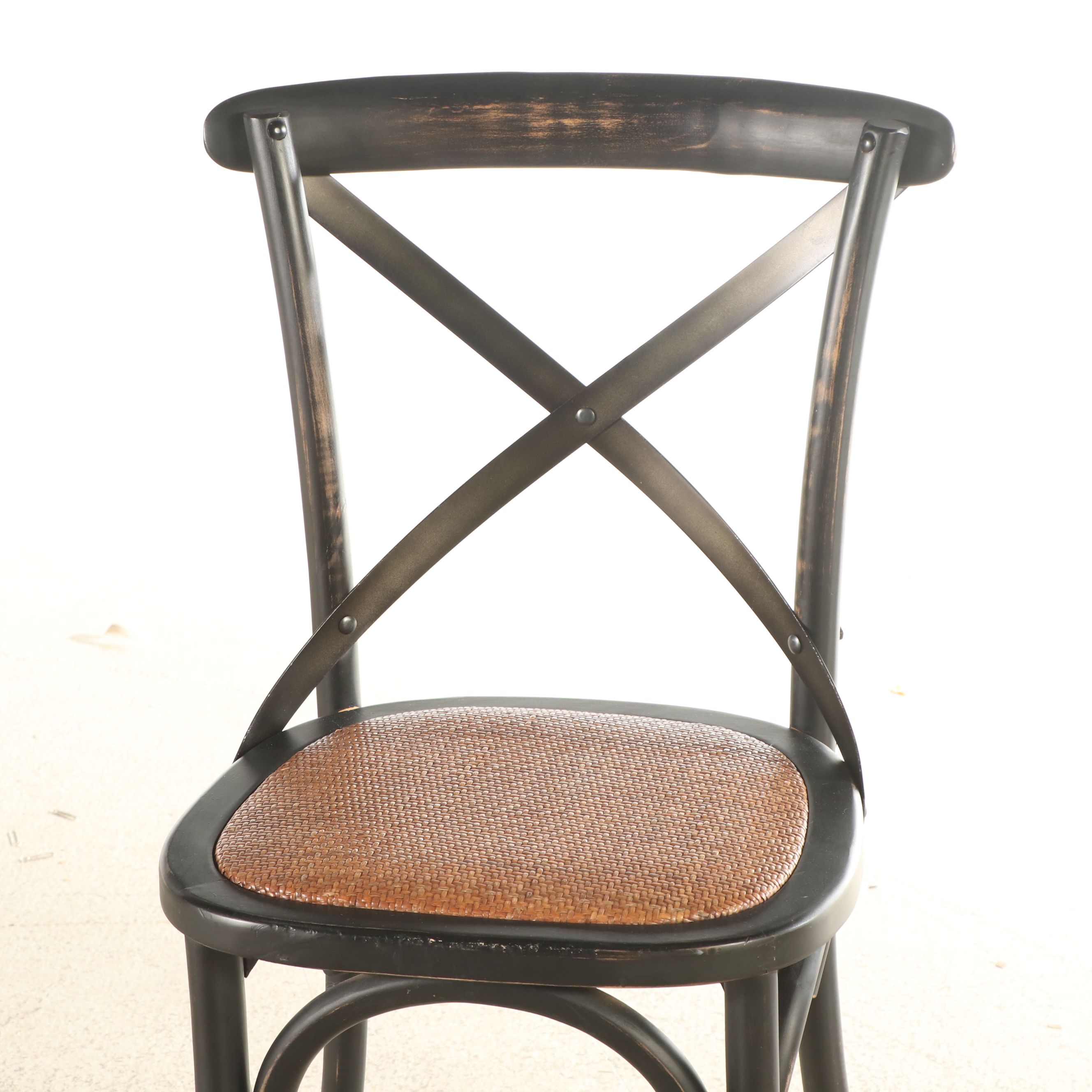 French Style Stone Top Cast Iron Bistro Table with Three Dining Chairs