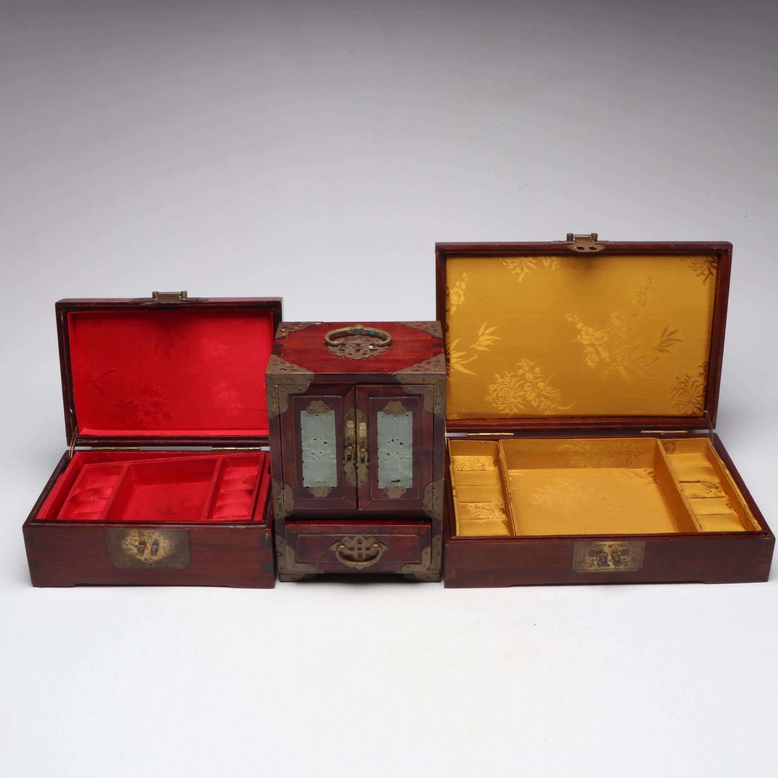 Chinese Style Embellished Wood Jewelry Boxes