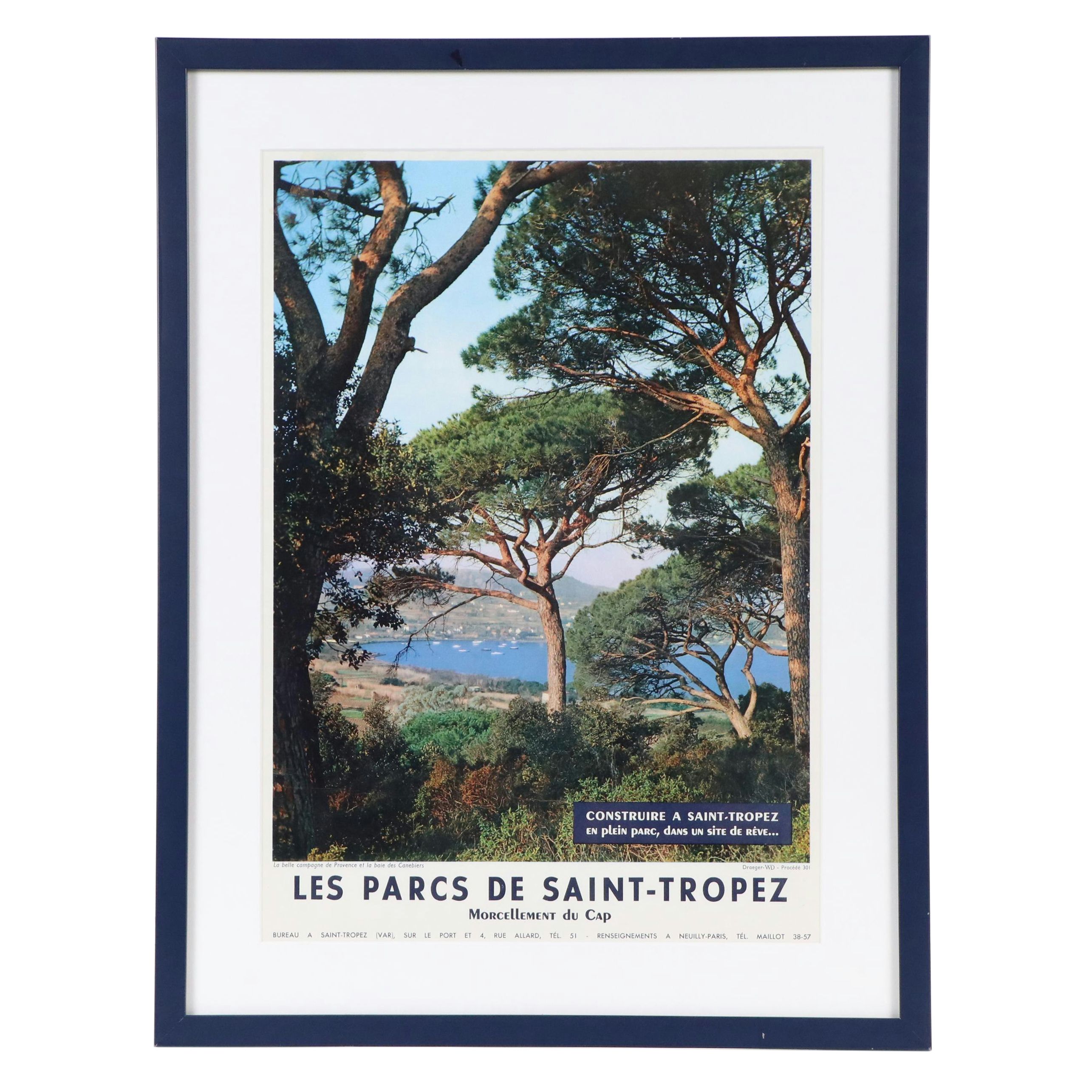 Offset Lithograph Travel Poster "Les Parcs de Saint-Tropez," Mid-20th Century