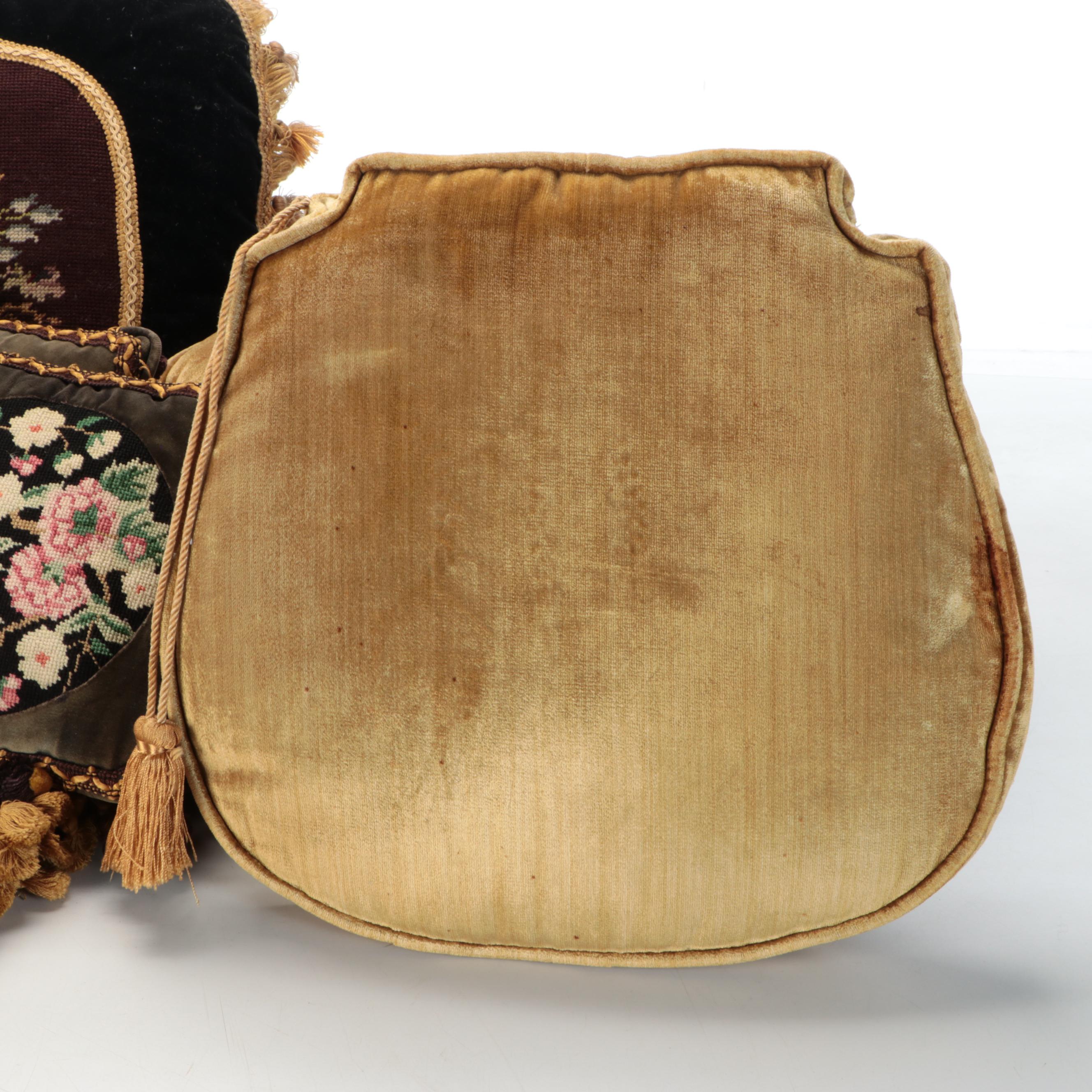 Needlepoint Pom-Pom Accented with Other Pillows and Seat Cushions