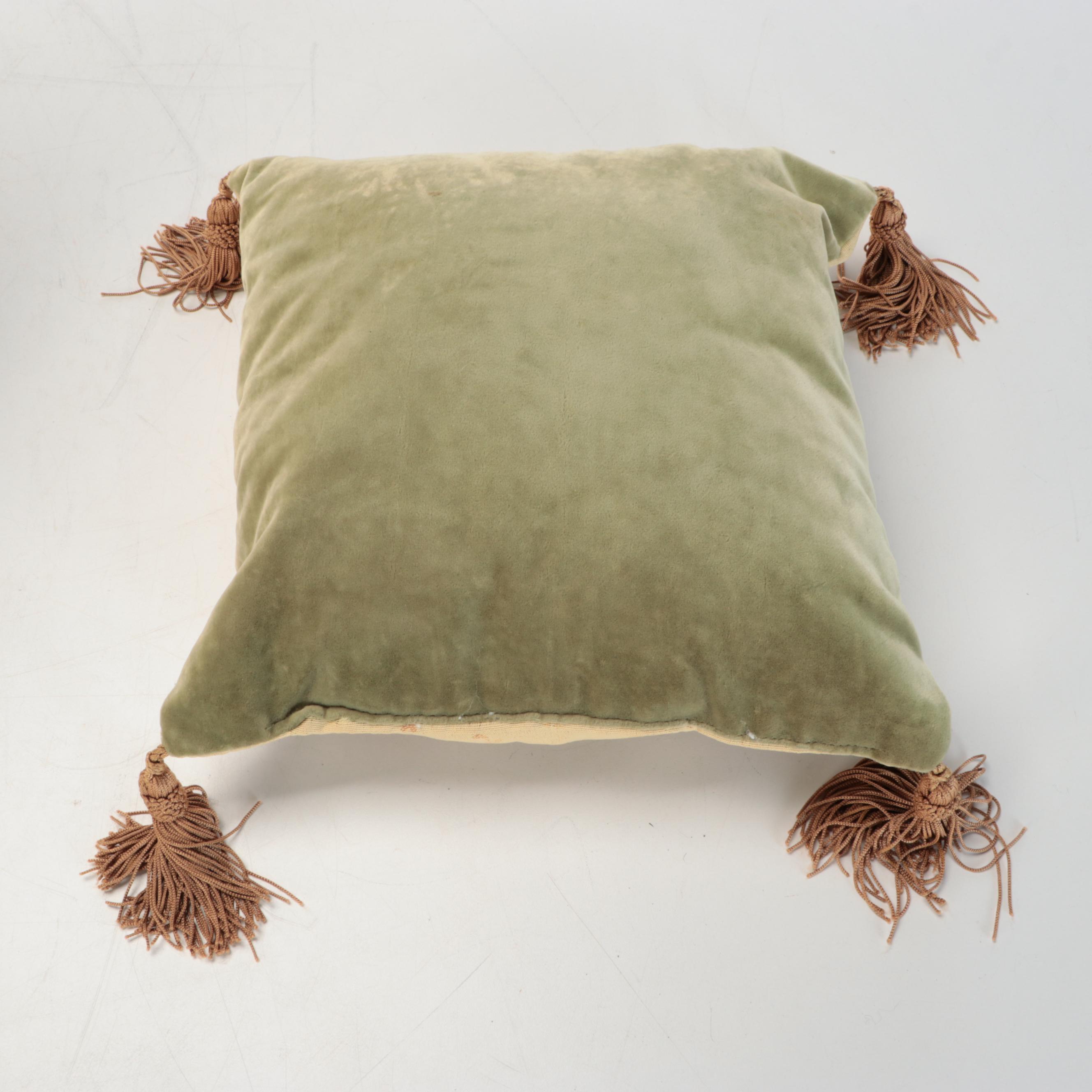 Needlepoint Pom-Pom Accented with Other Pillows and Seat Cushions