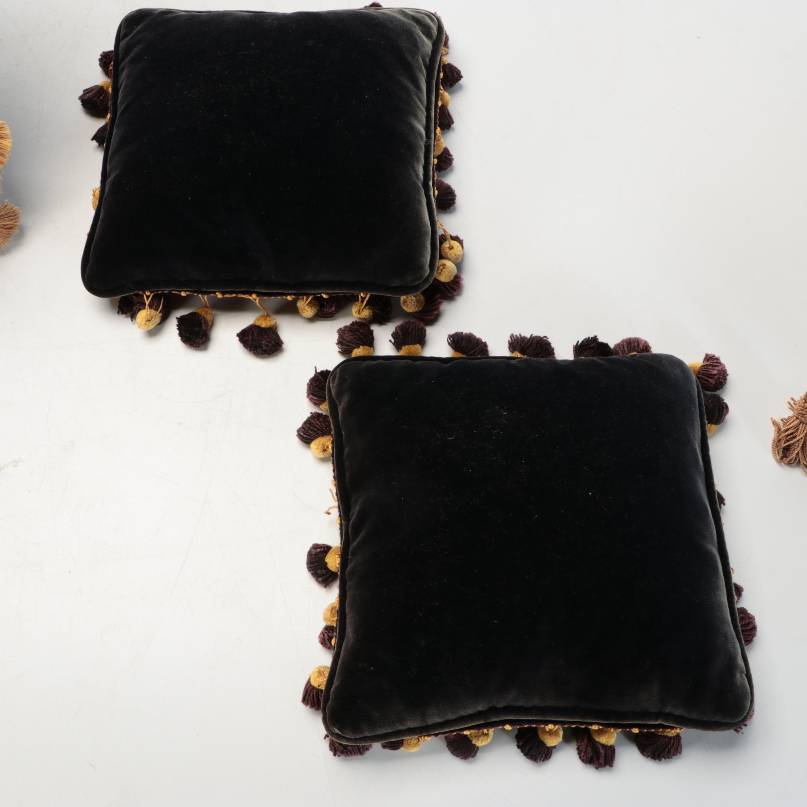 Needlepoint Pom-Pom Accented with Other Pillows and Seat Cushions