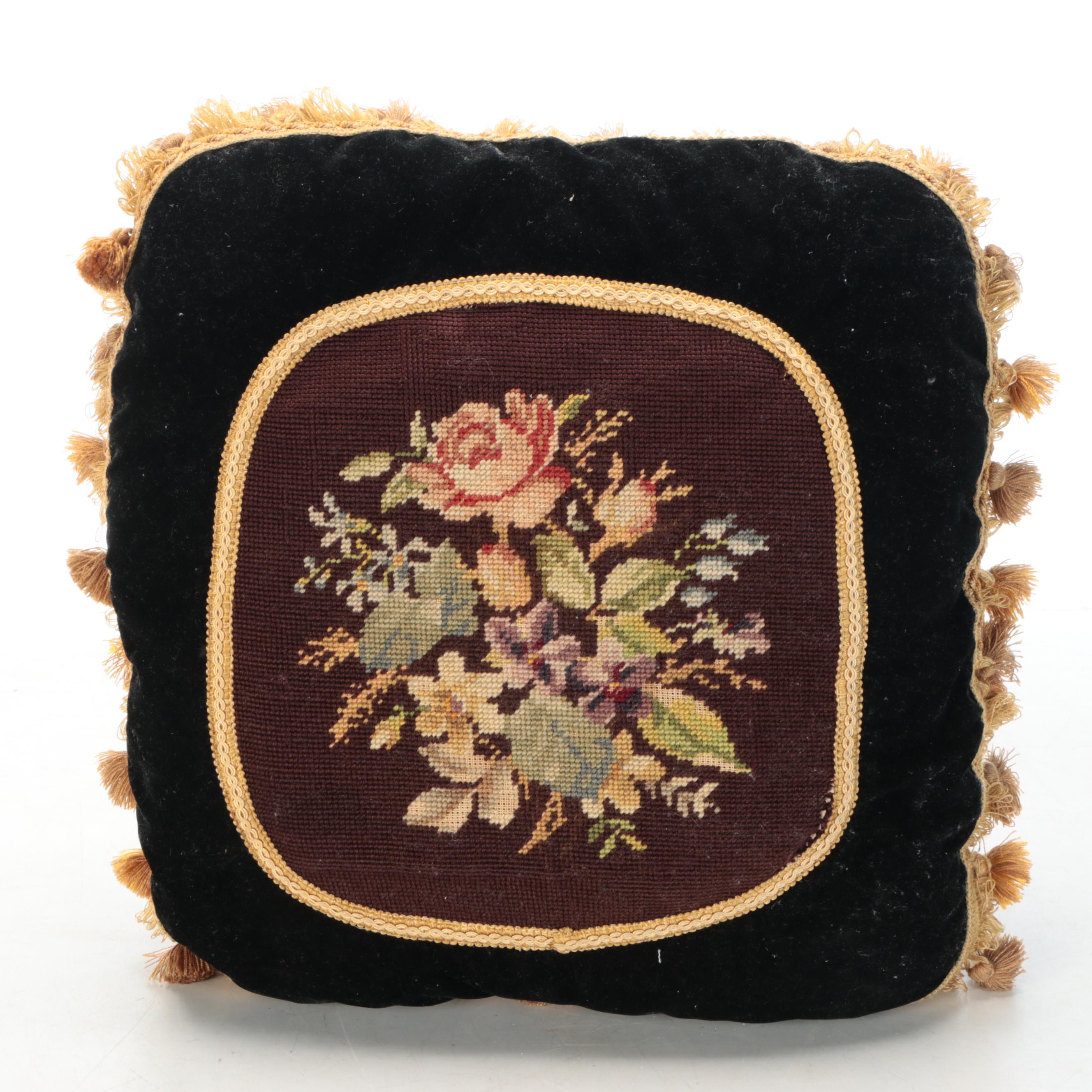 Needlepoint Pom-Pom Accented with Other Pillows and Seat Cushions