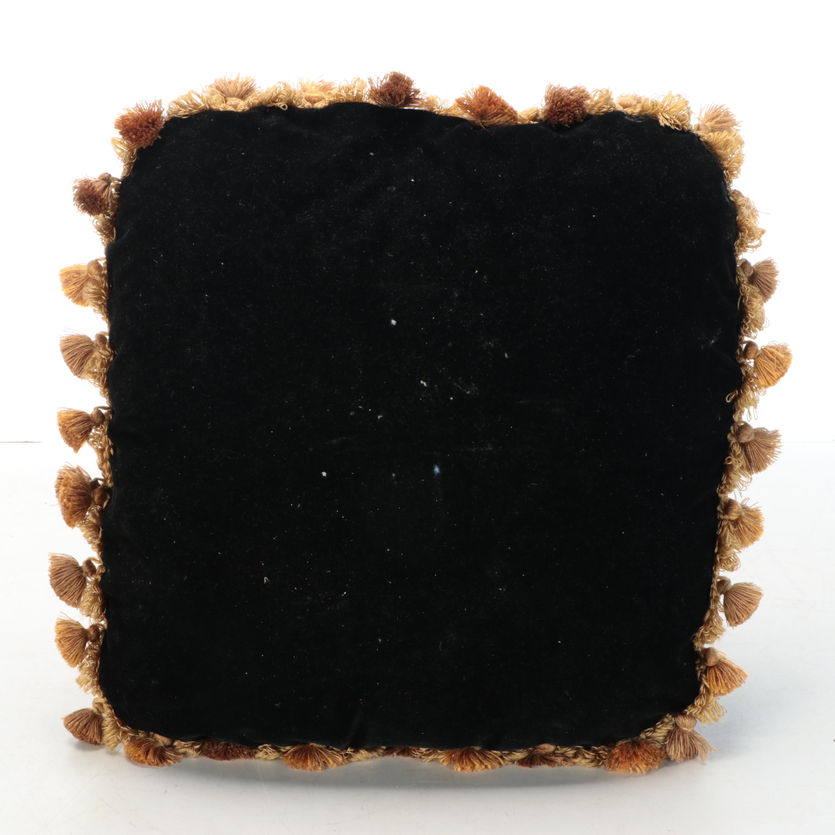 Needlepoint Pom-Pom Accented with Other Pillows and Seat Cushions